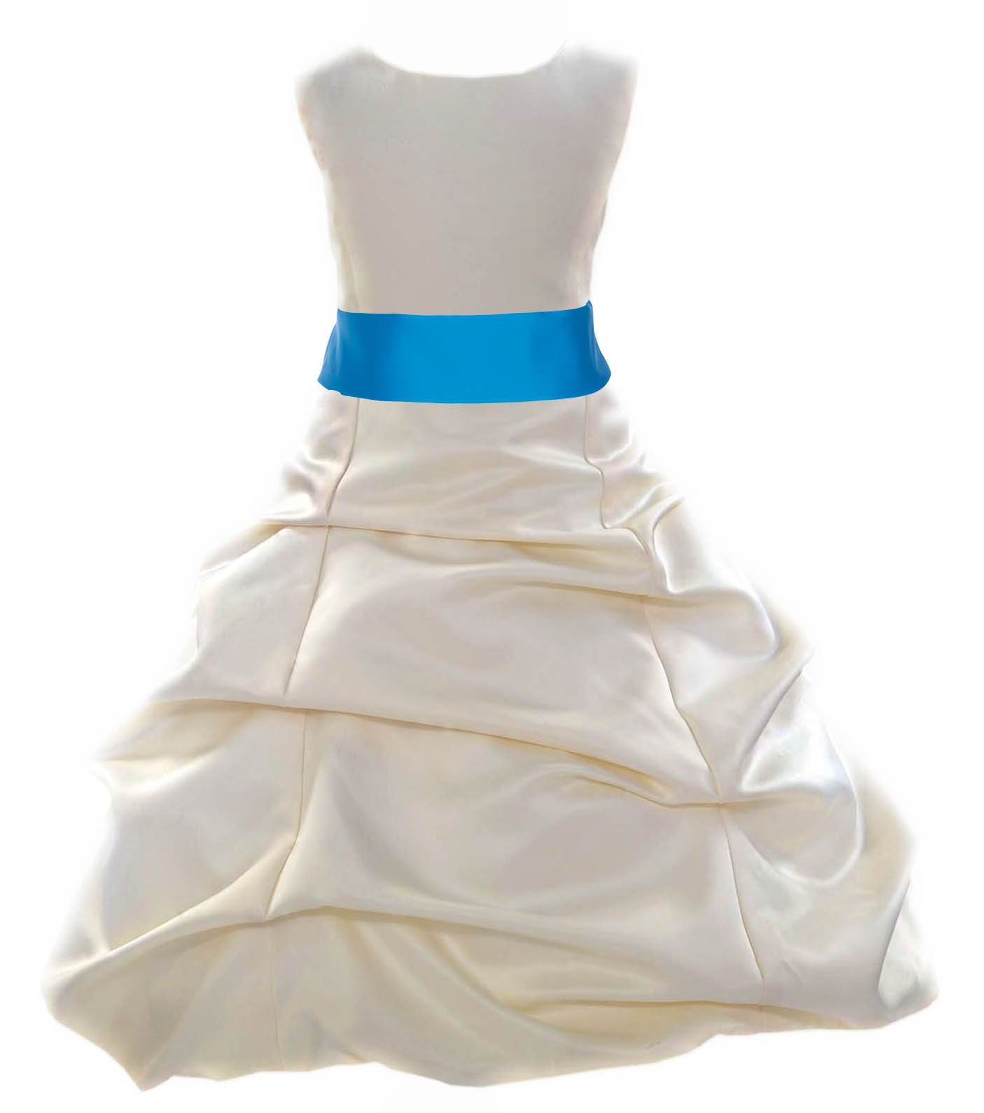 Ivory/Malibu Satin Pick-Up Bubble Flower Girl Dress Bridesmaid 806S