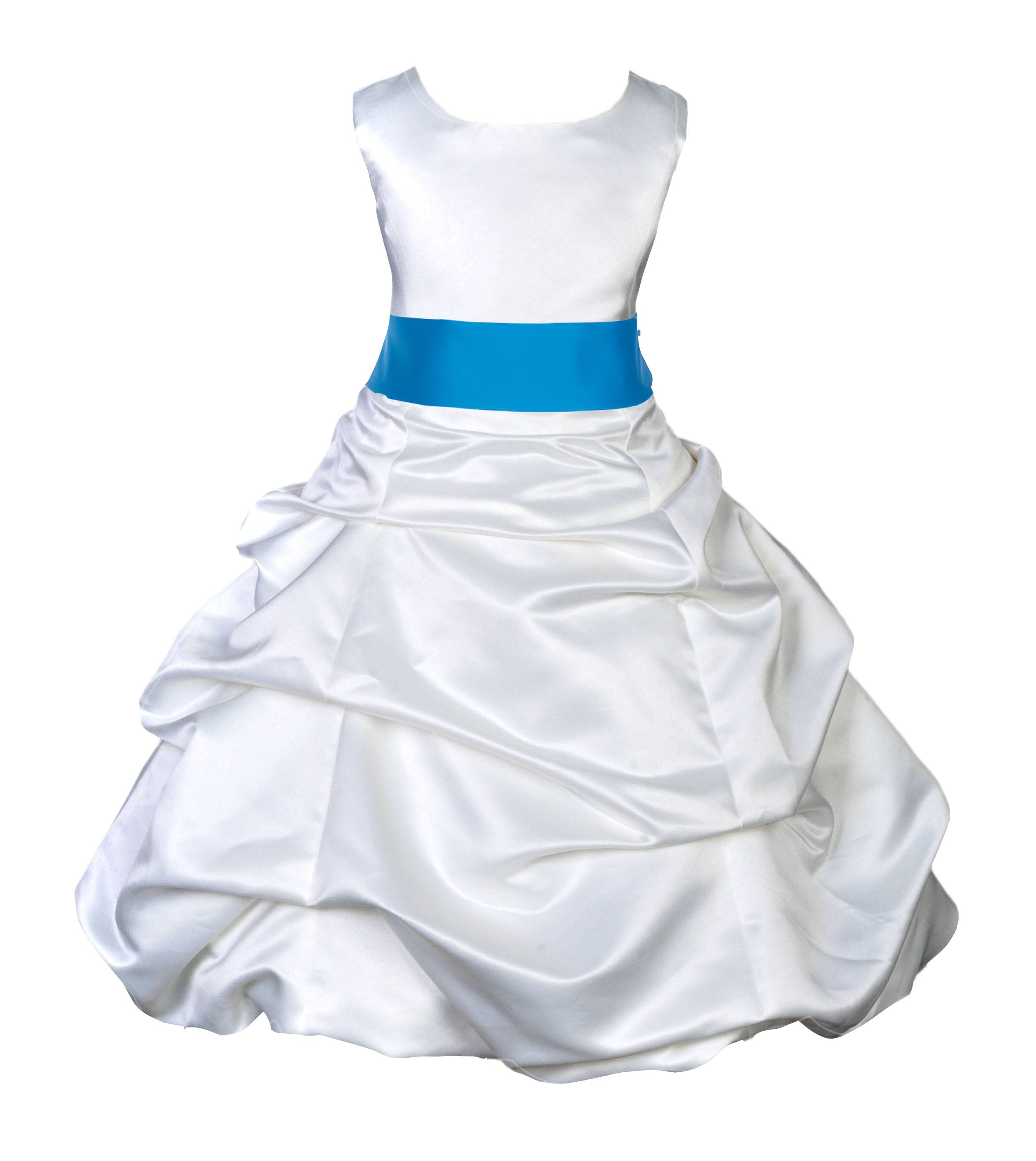 White/Malibu Satin Pick-Up Bubble Flower Girl Dress V2 806S