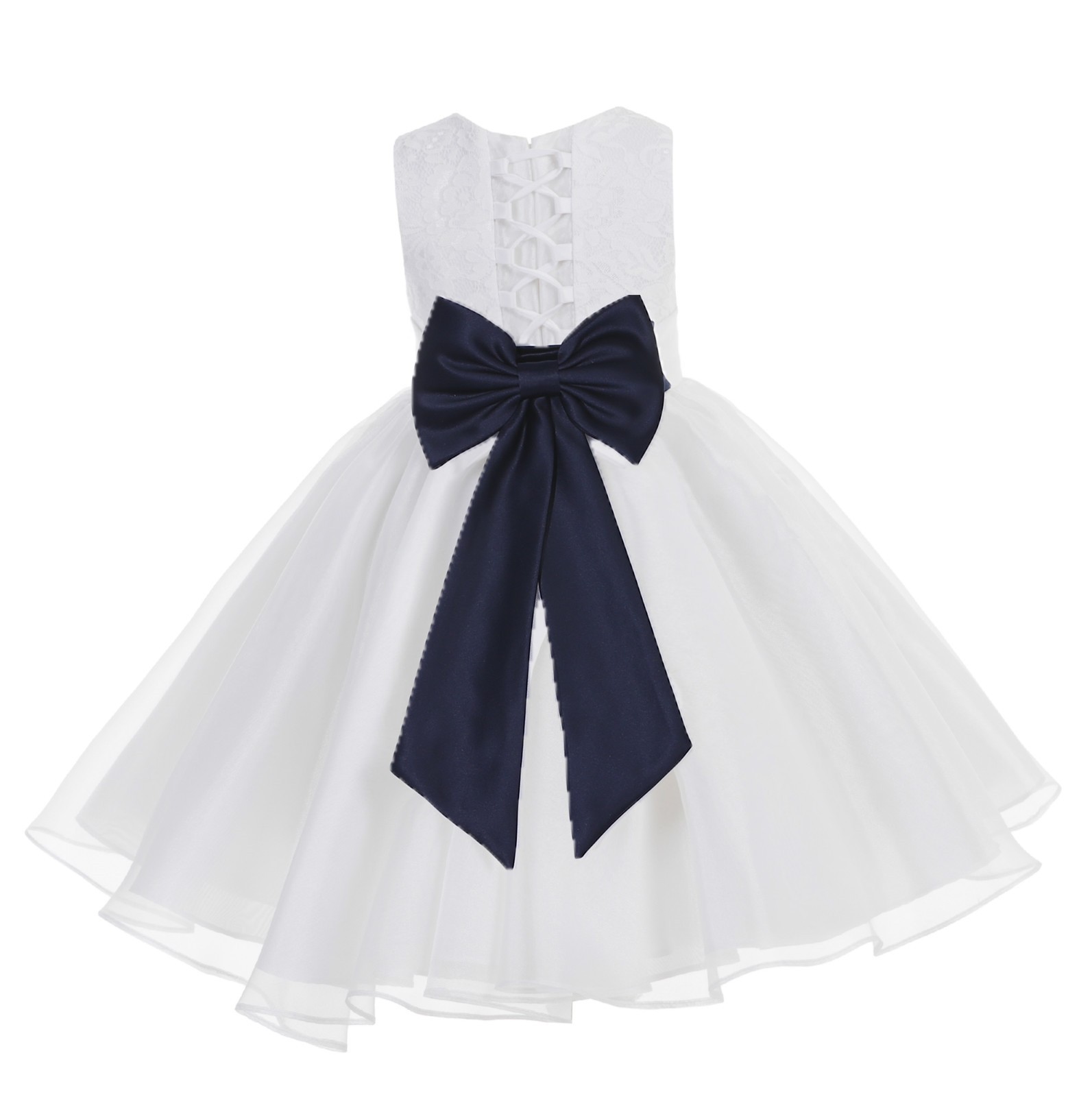 White / Midnight Lace Organza Flower Girl Dress 186T