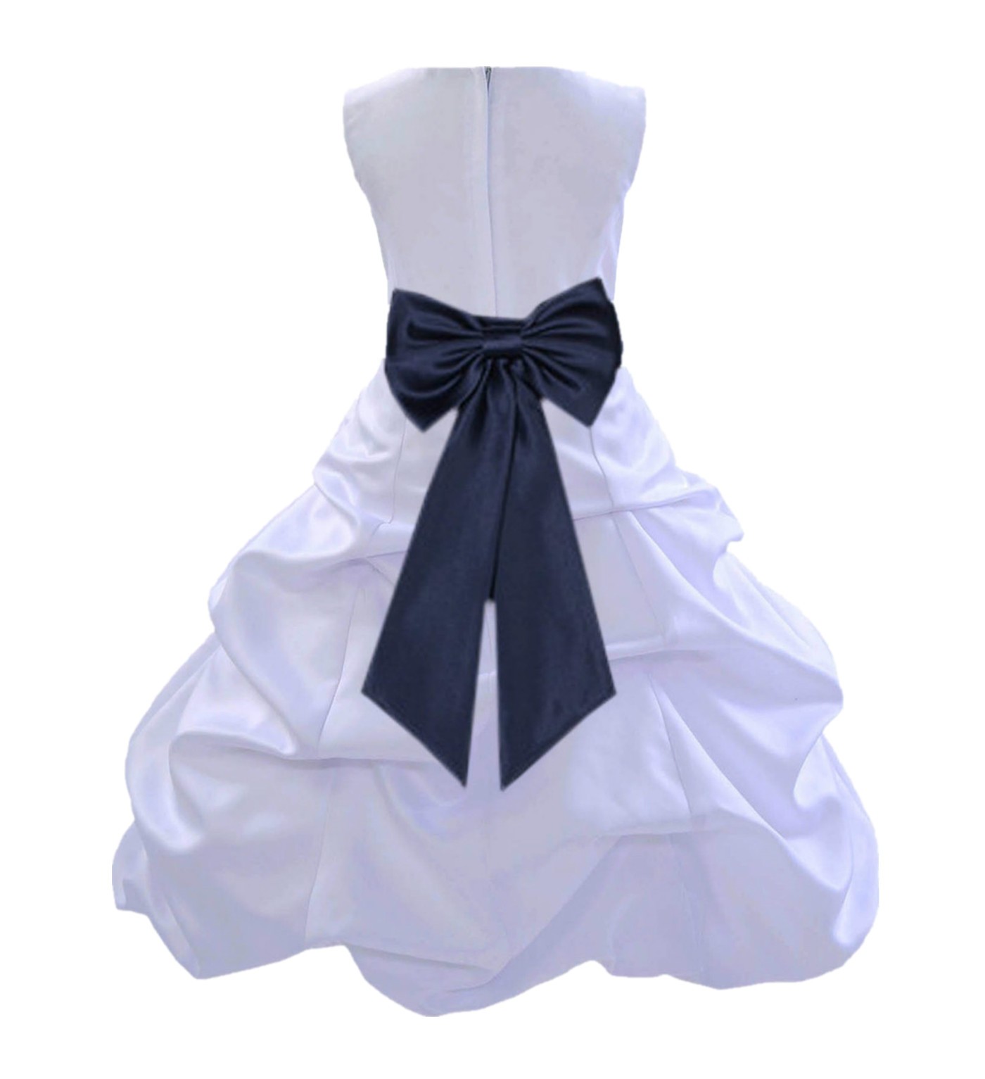 White/Midnight Satin Pick-Up Bubble Flower Girl Dress Wedding 808T