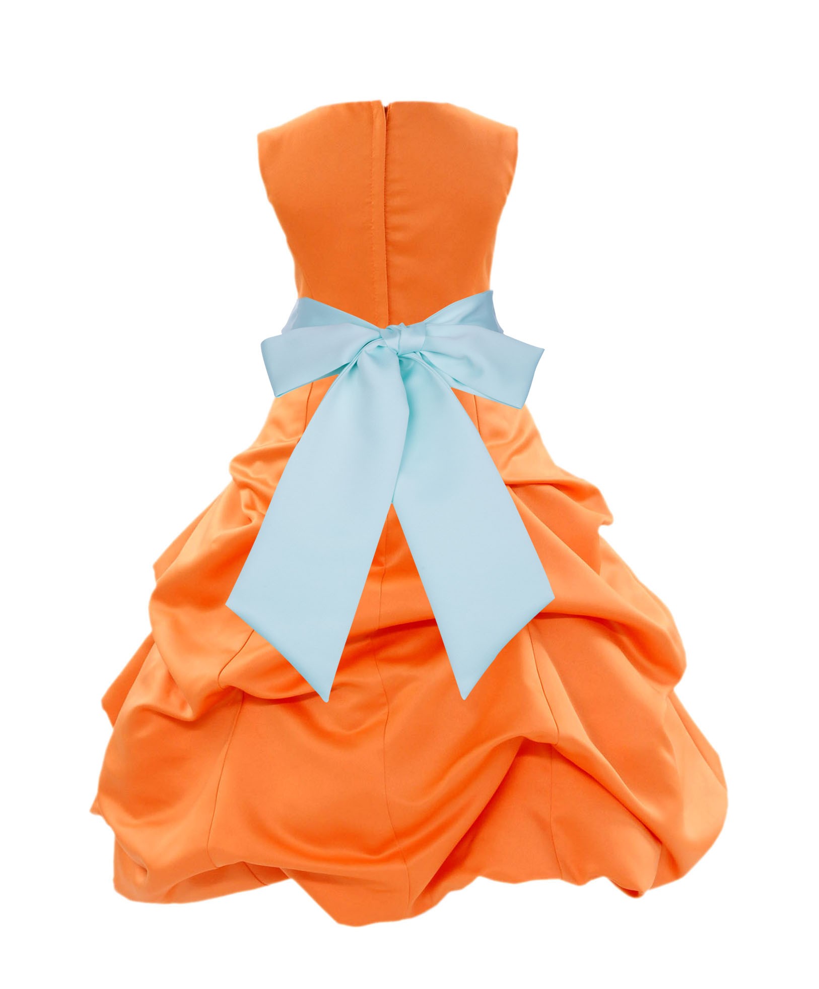 Orange/Mint Satin Pick-Up Bubble Flower Girl Dress Halloween 806S