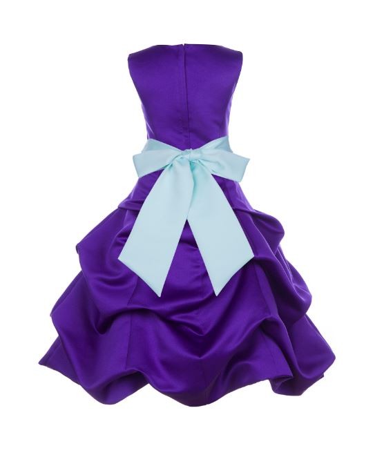 Cadbury Regency/Mint Satin Pick-Up Bubble Flower Girl Dress 806S