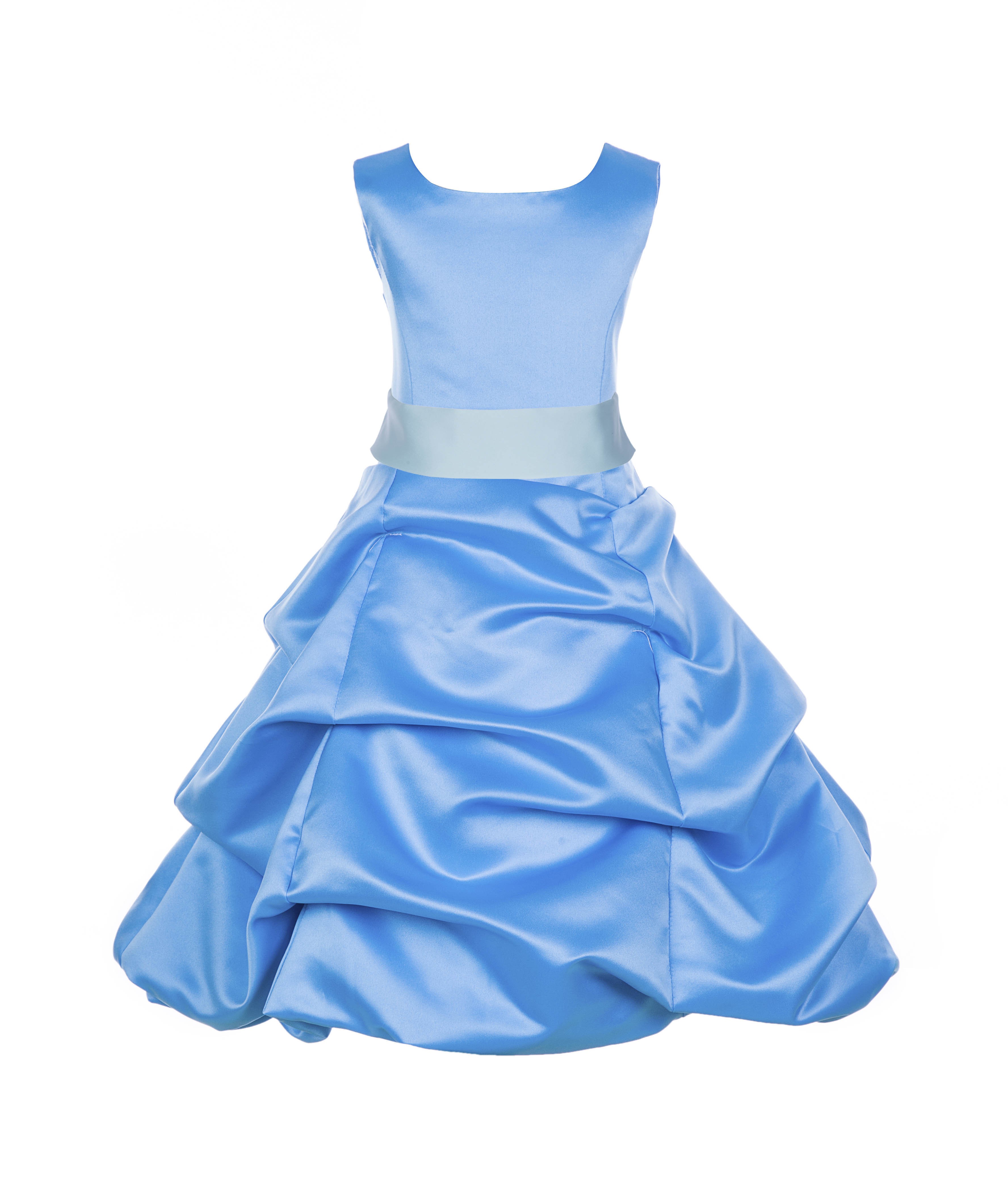 Turquoise/Mint Satin Pick-Up Bubble Flower Girl Dress Recital 806S
