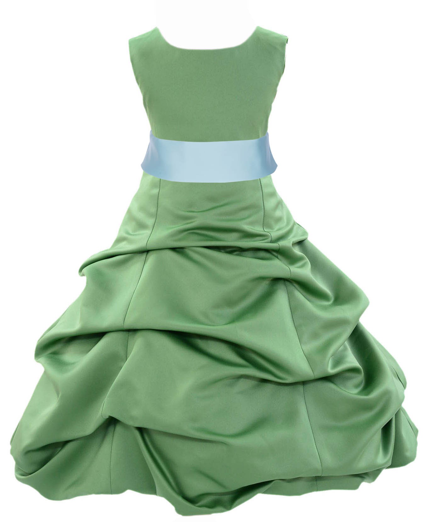 Clover Green/Mint Satin Pick-Up Bubble Flower Girl Dress 806S