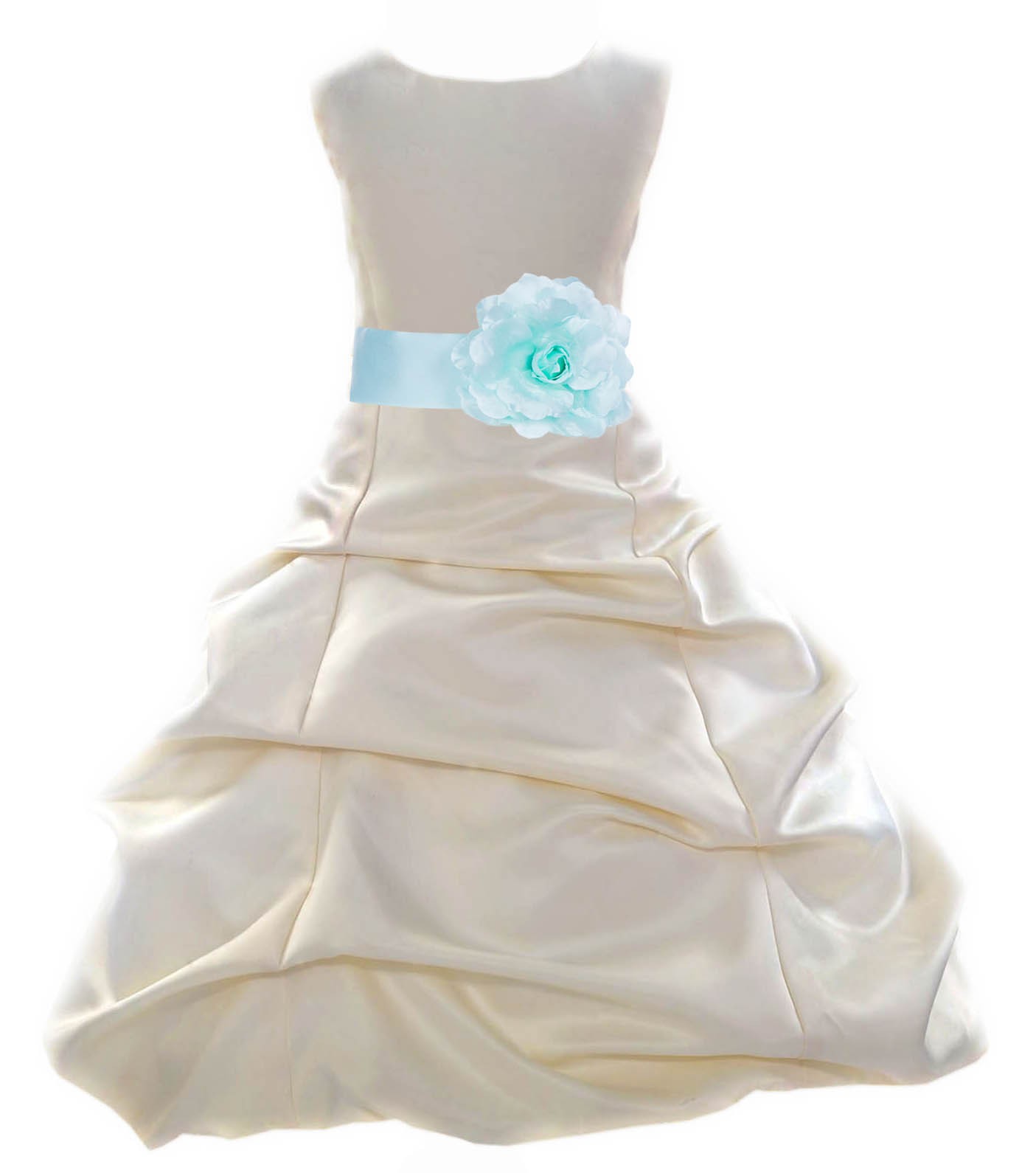 Ivory/Mint Satin Pick-Up Bubble Flower Girl Dress Bridesmaid 808T