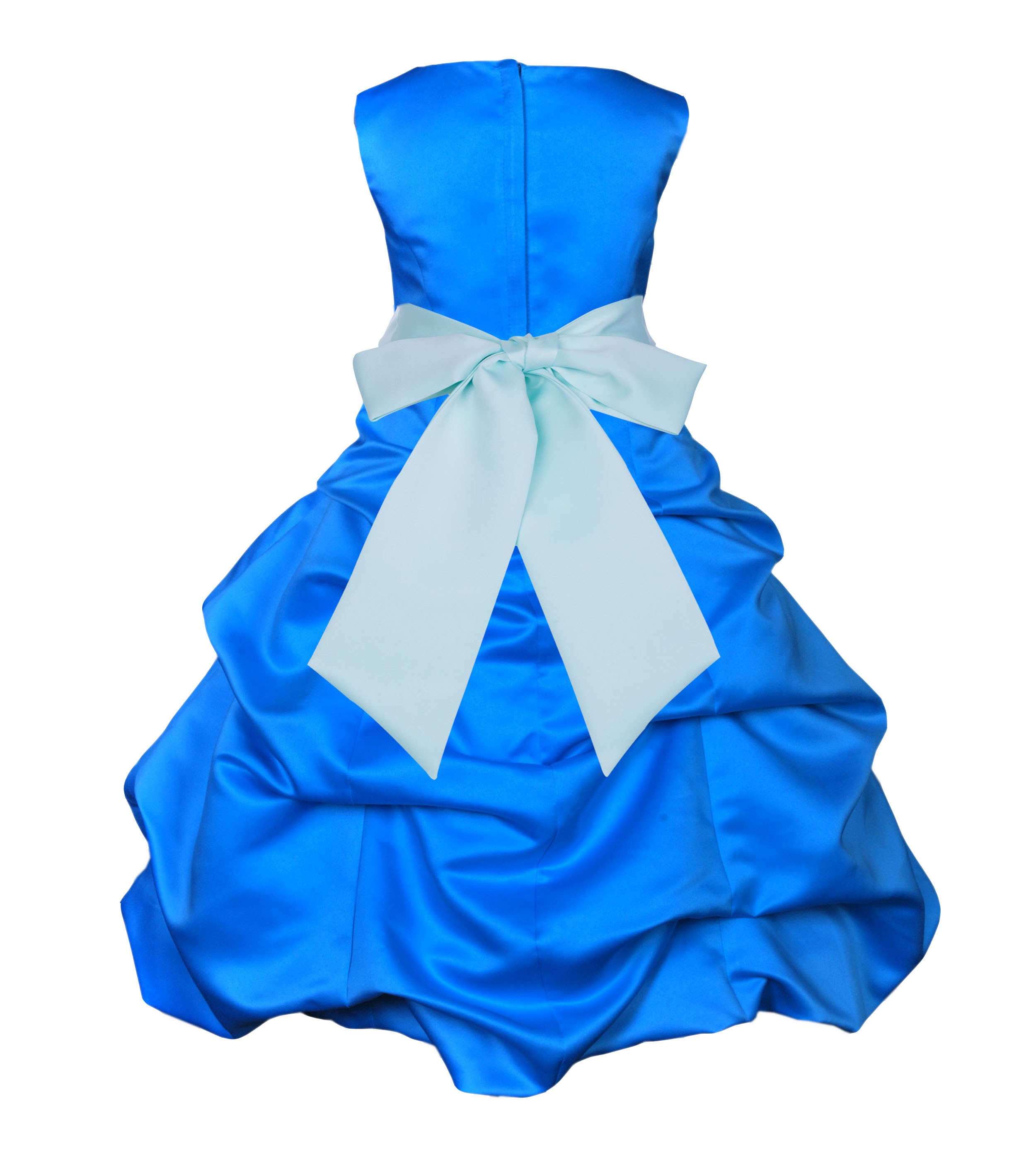 Royal Blue/Mint Satin-Pick-Up Bubble Flower Girl Dress 806S