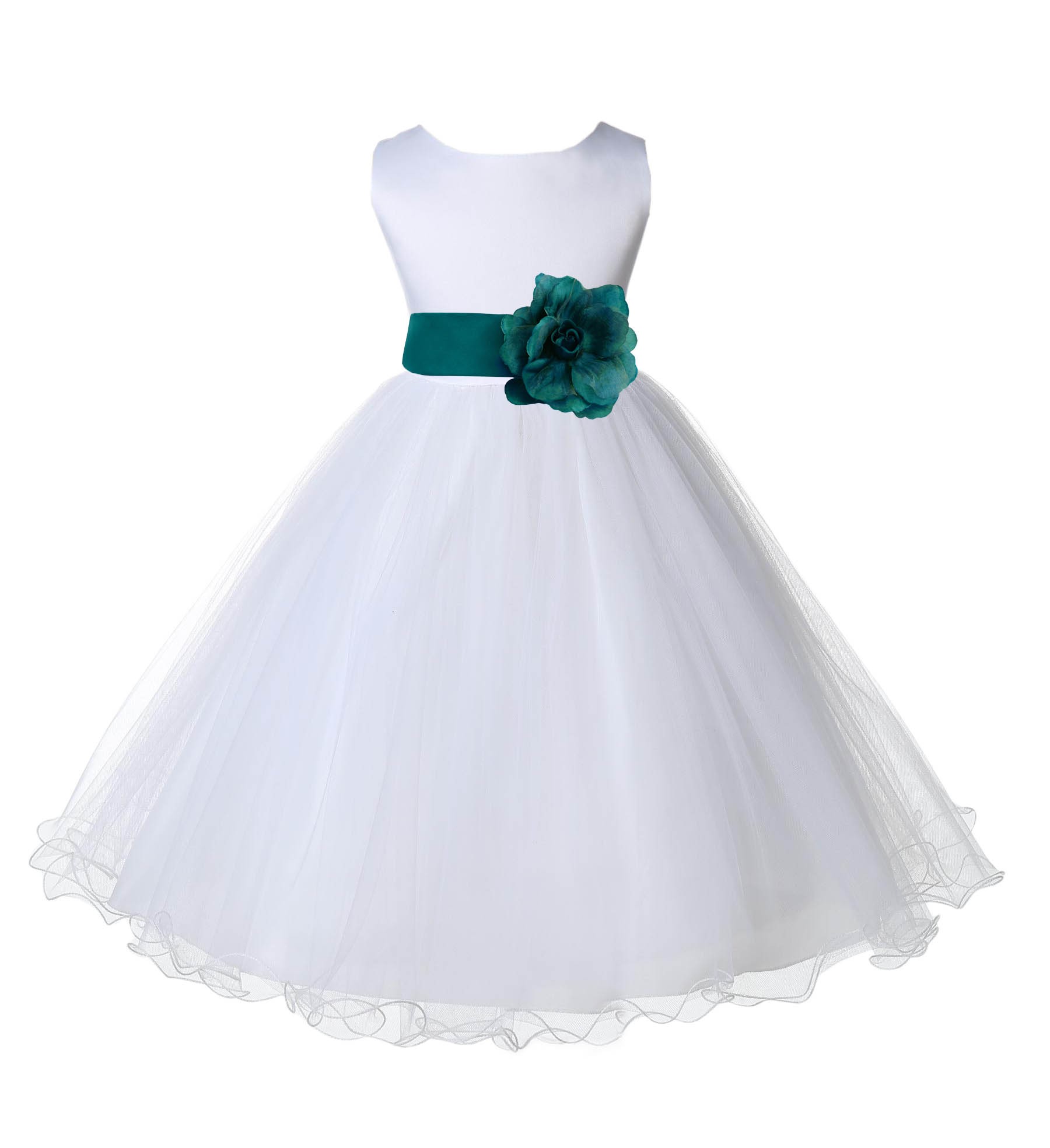White/Oasis Tulle Rattail Edge Flower Girl Dress Wedding Bridal 829S