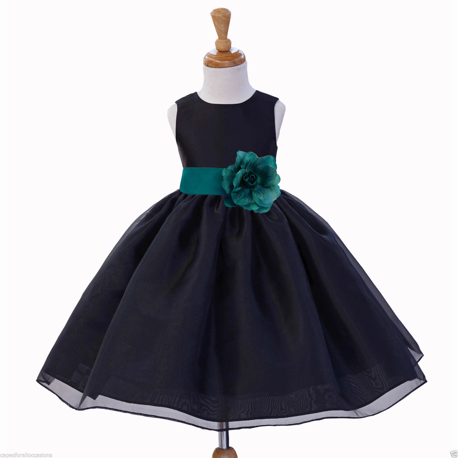 Black/Oasis Satin Bodice Organza Skirt Flower Girl Dress 841S