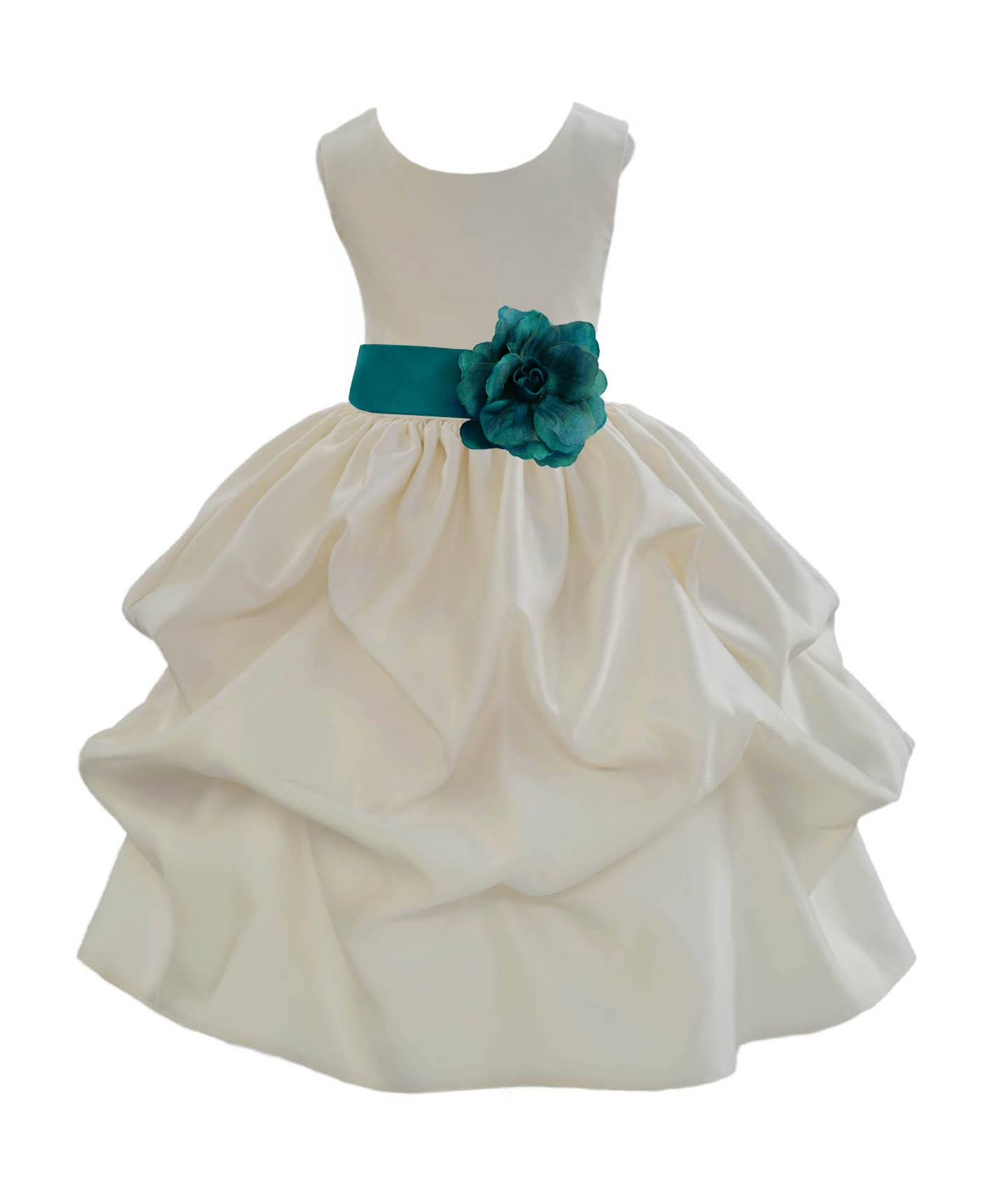 Ivory/Oasis Satin Pick-Up Flower Girl Dress Bridesmaid 208T