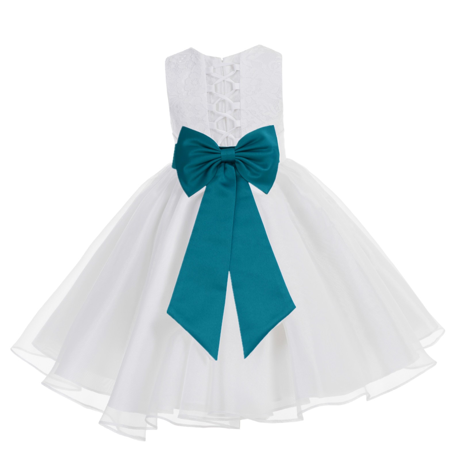 White / Oasis Lace Organza Flower Girl Dress 186T