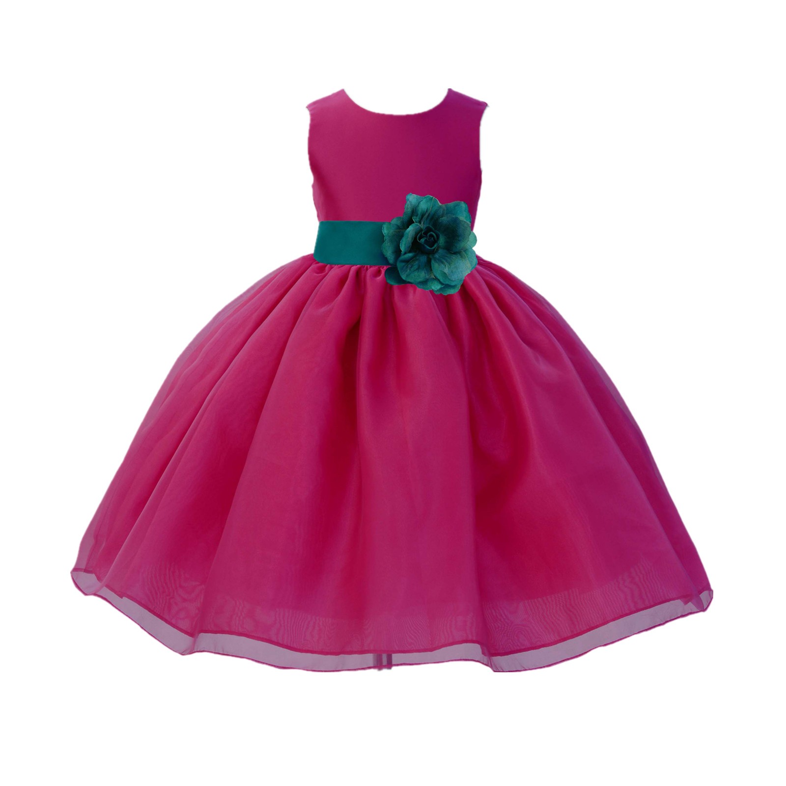 Fuchsia / Oasis Satin Bodice Organza Skirt Flower Girl Dress Birthday 841S