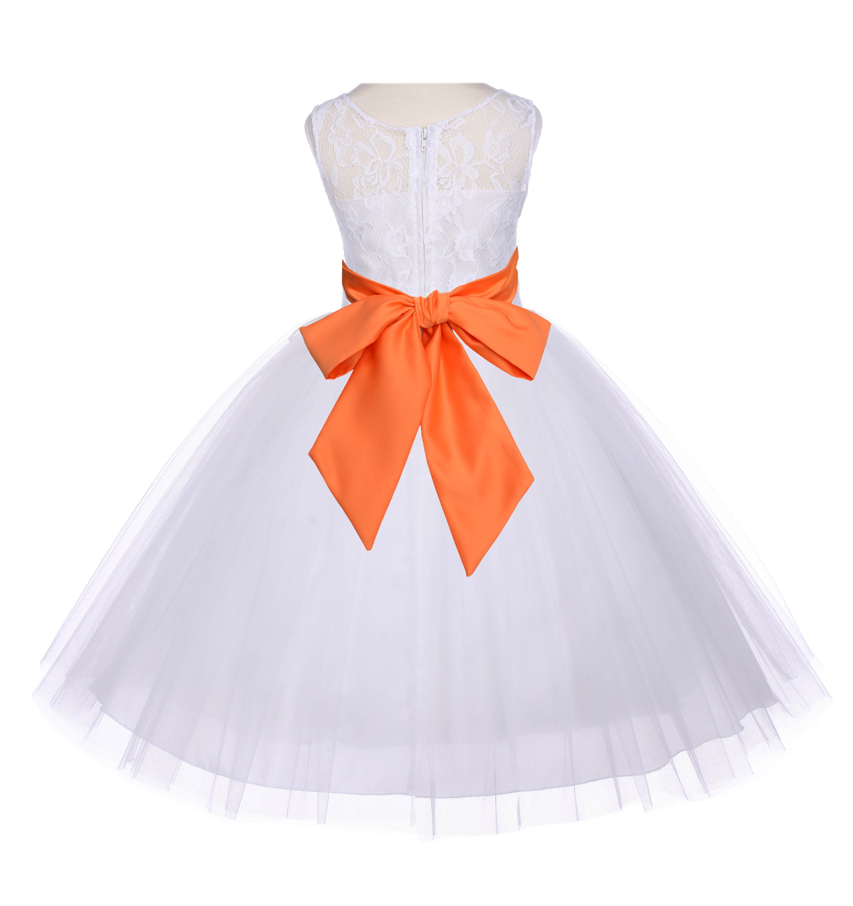 Ivory/Orange Floral Lace Bodice Tulle Flower Girl Dress Bridesmaid 153S