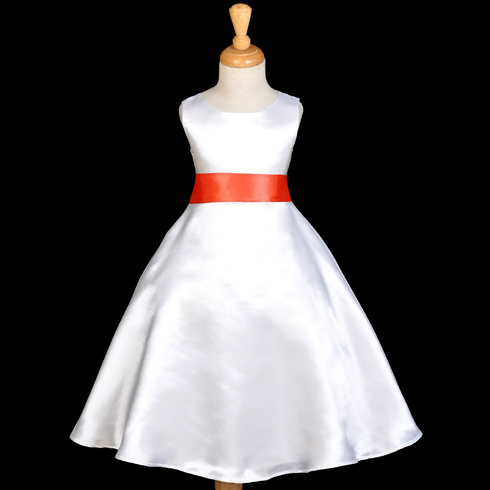 White/Orange A-Line Satin Flower Girl Dress Wedding Bridal 821S