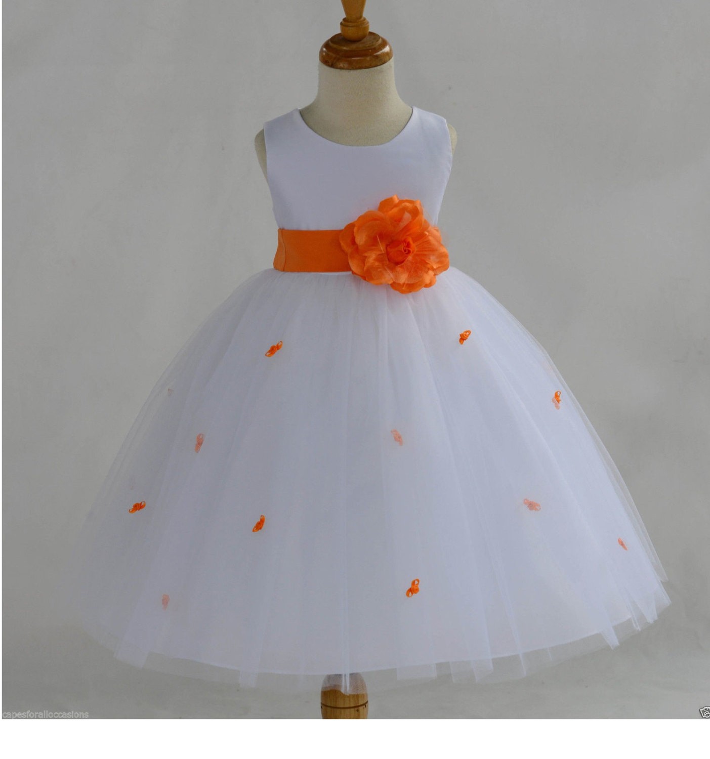 Orange Rosebuds Satin Tulle Flower Girl Dress Special Occasions 815S