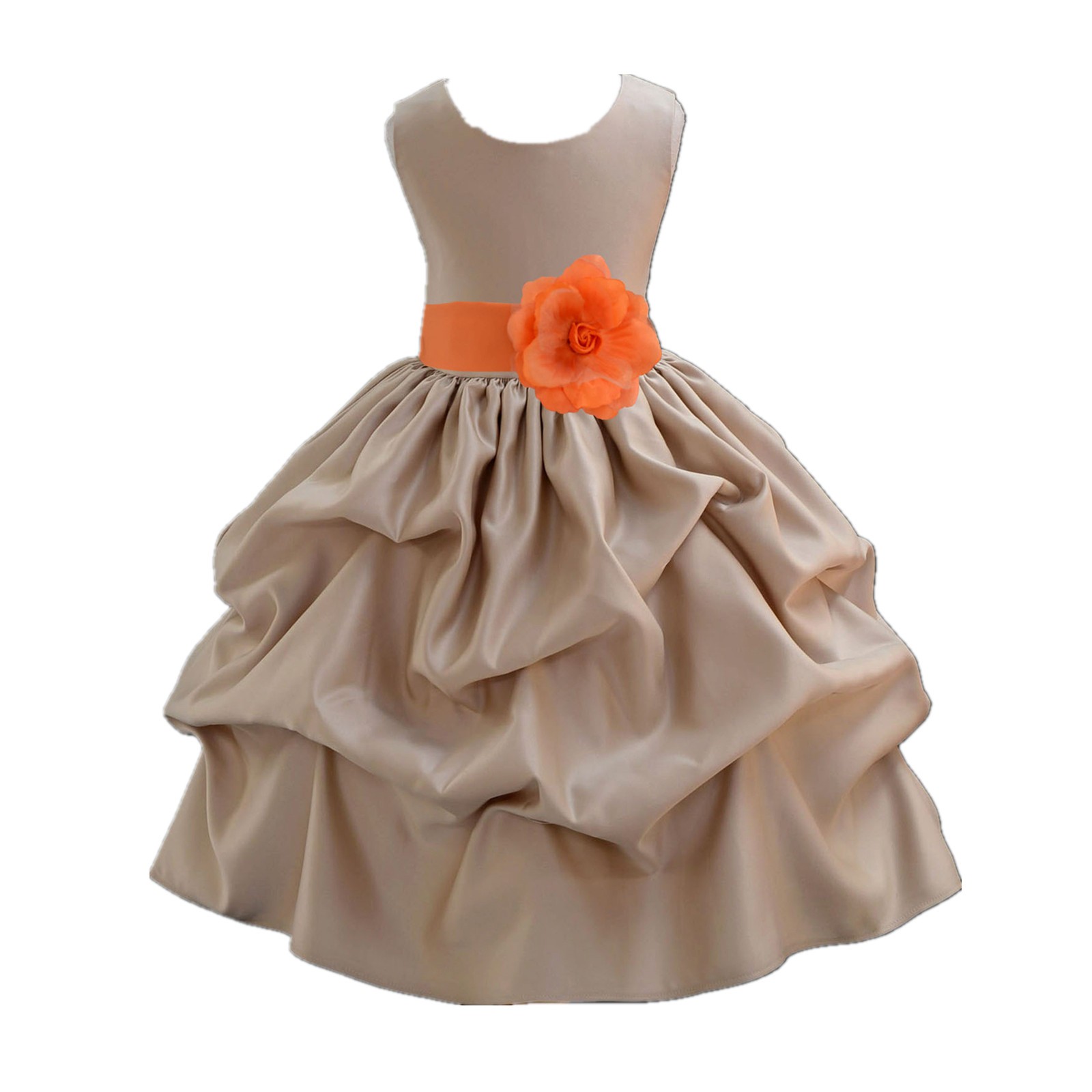 Champagne/Orange Satin Pick-Up Flower Girl Dress Party 208T