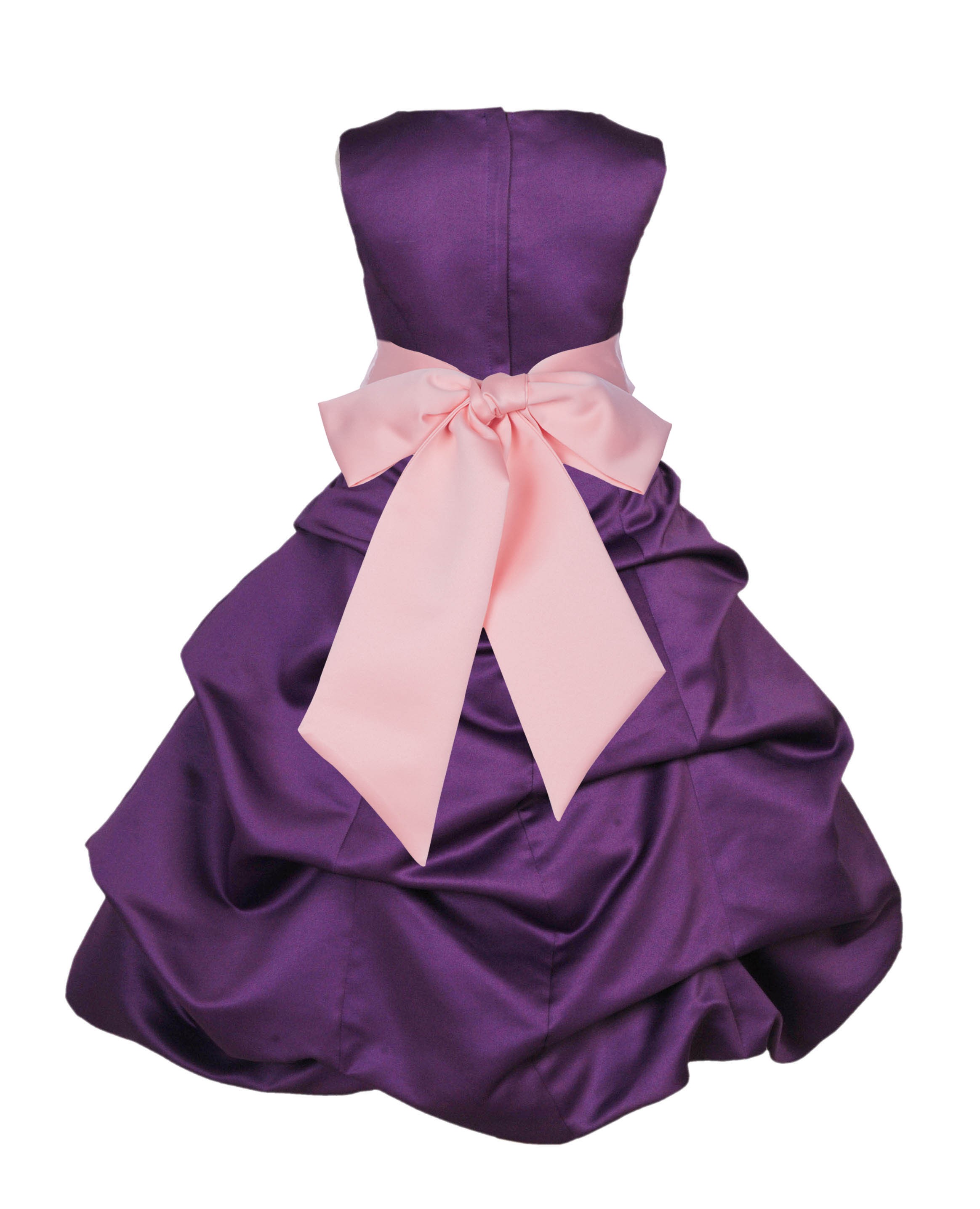 Purple/Peach Satin Pick-Up Bubble Flower Girl Dress Easter 806S