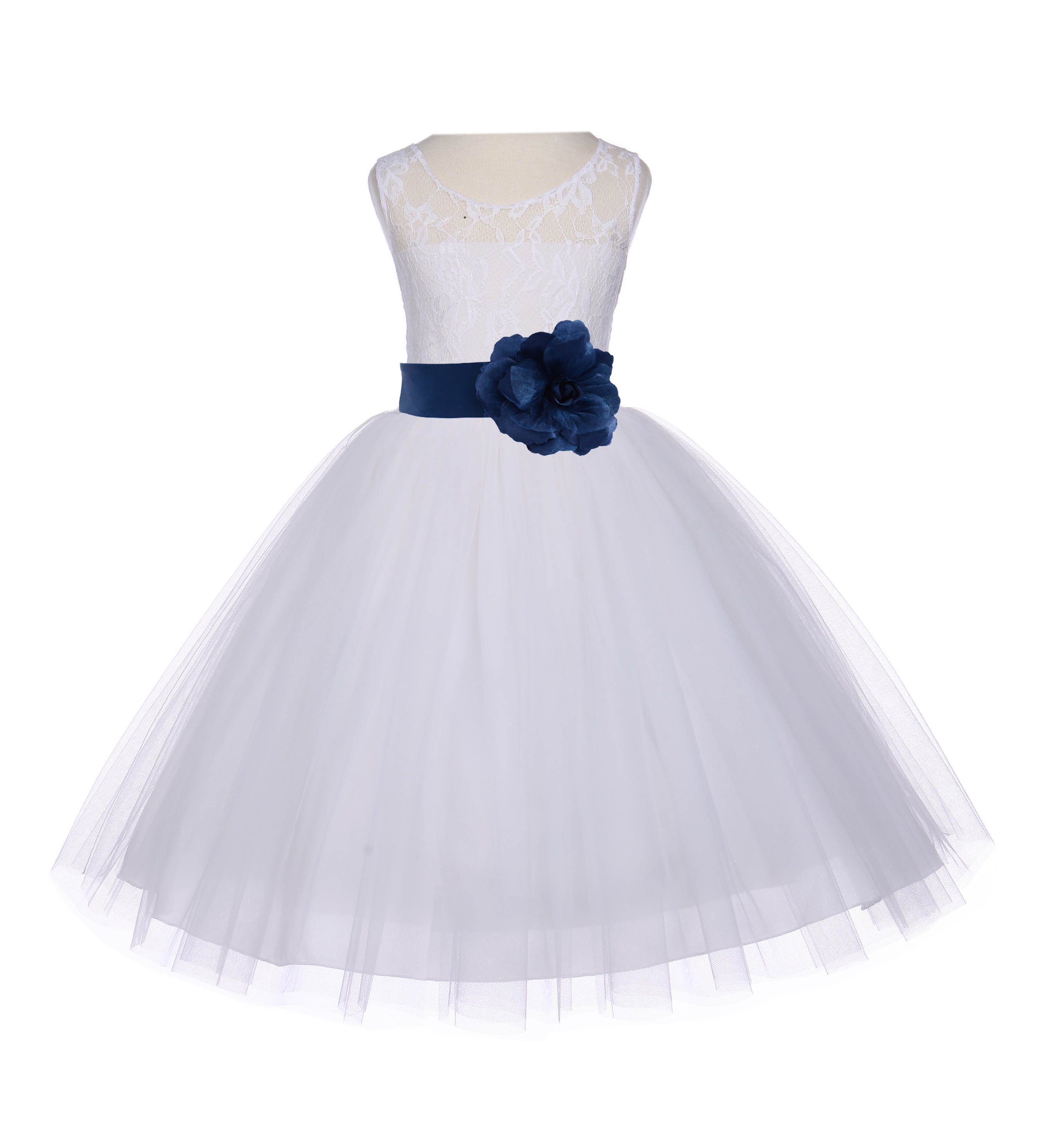 Ivory/Peacock Floral Lace Bodice Tulle Flower Girl Dress Bridesmaid 153S