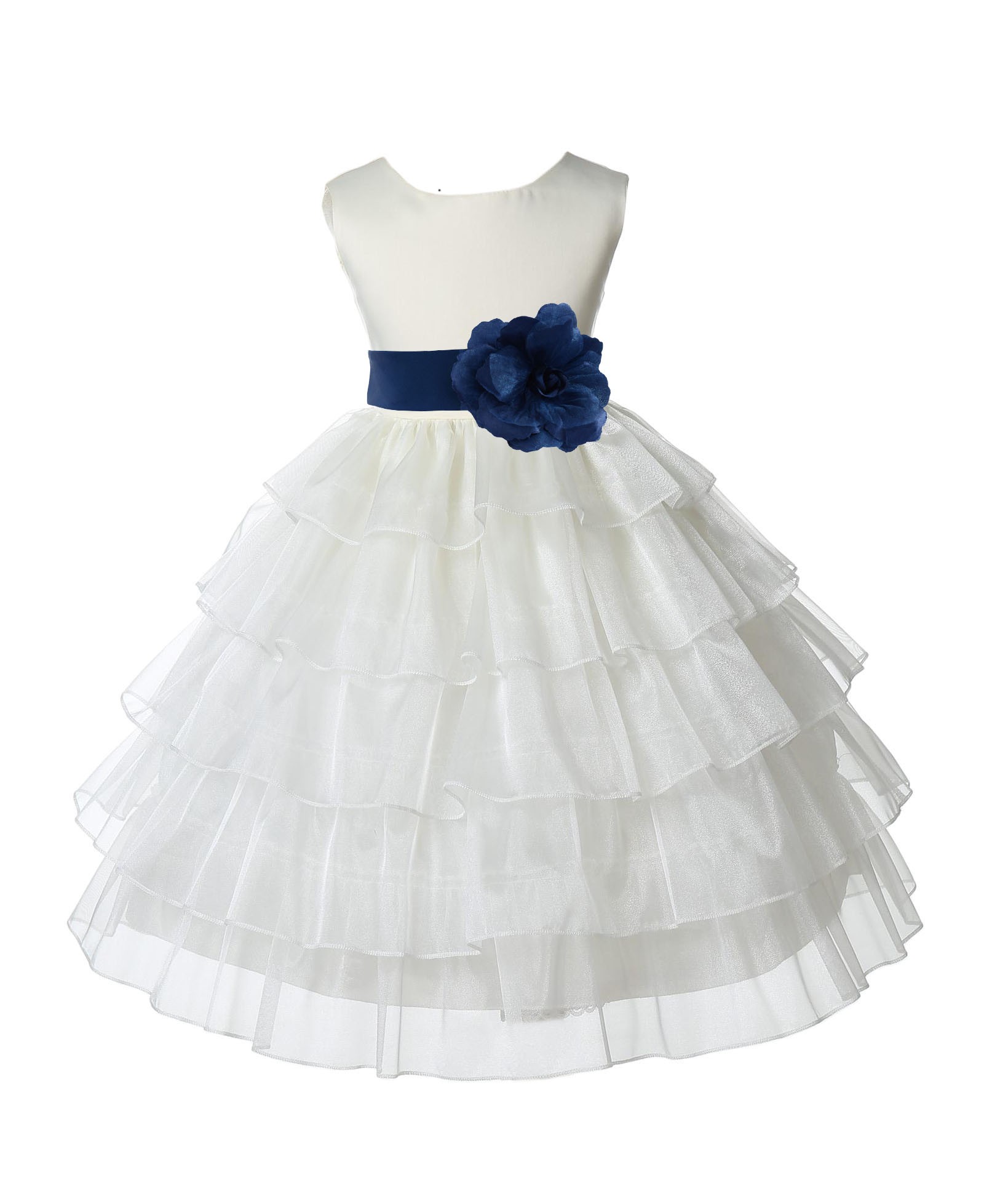 Ivory/Peacock Satin Shimmering Organza Flower Girl Dress Pageant 308T