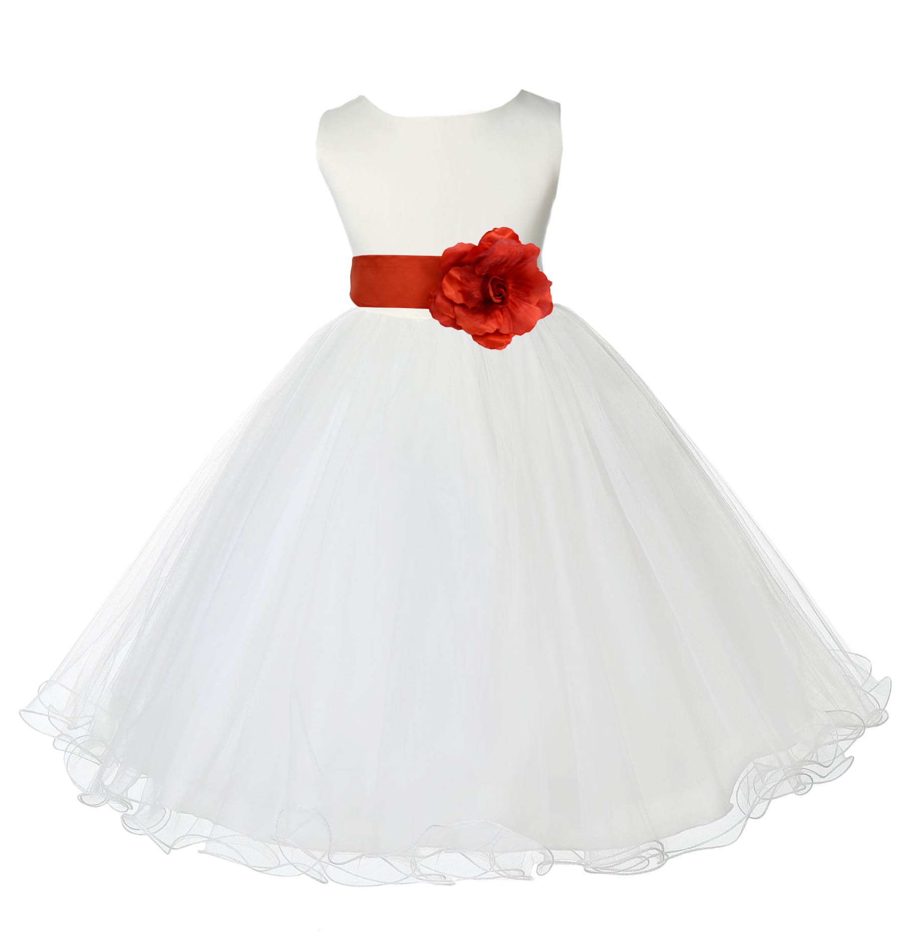 Ivory/Persimmon Tulle Rattail Edge Flower Girl Dress Pageant Recital 829S