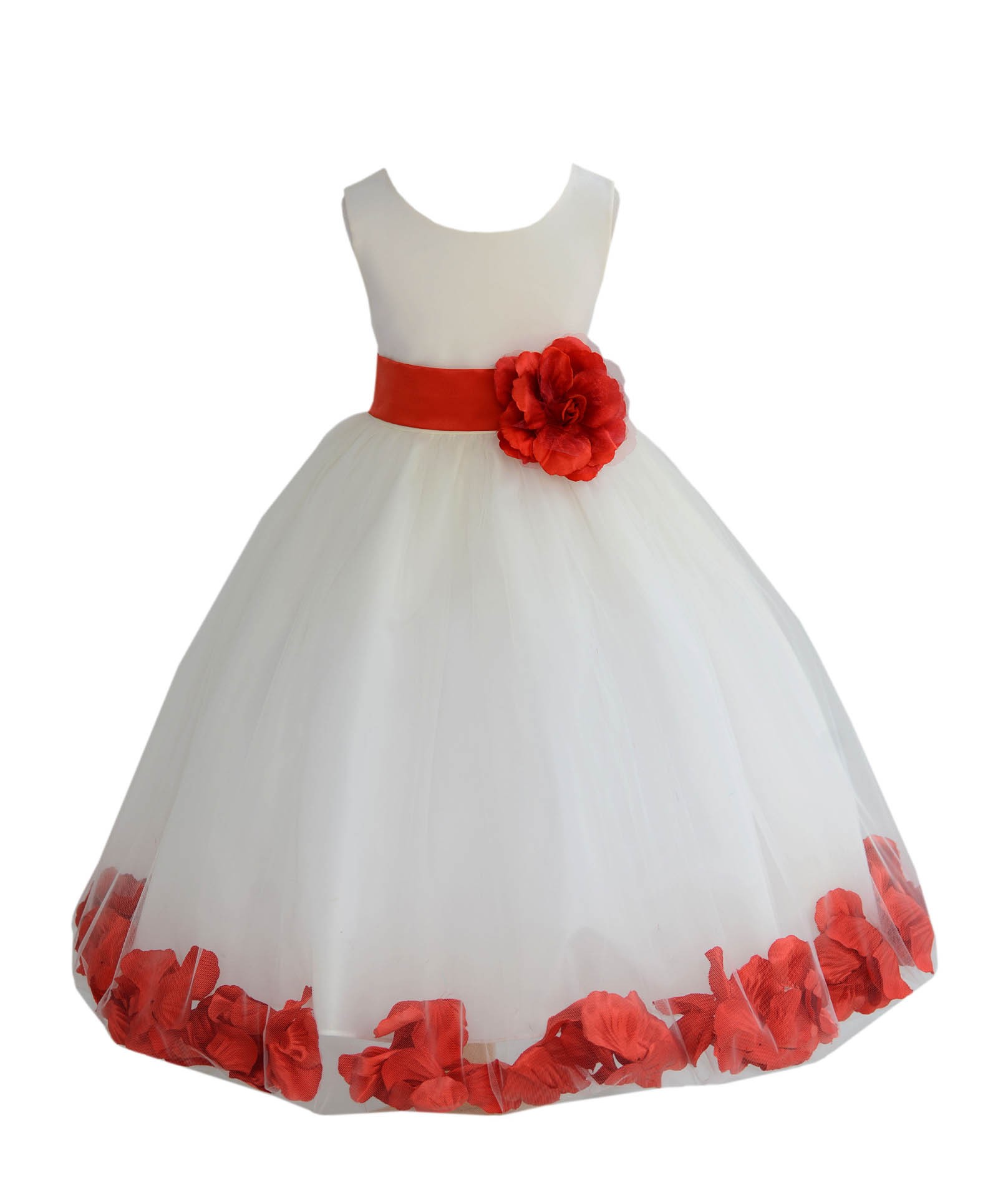 Ivory/Persimmon Tulle Rose Petals Flower Girl Dress Recital 302a