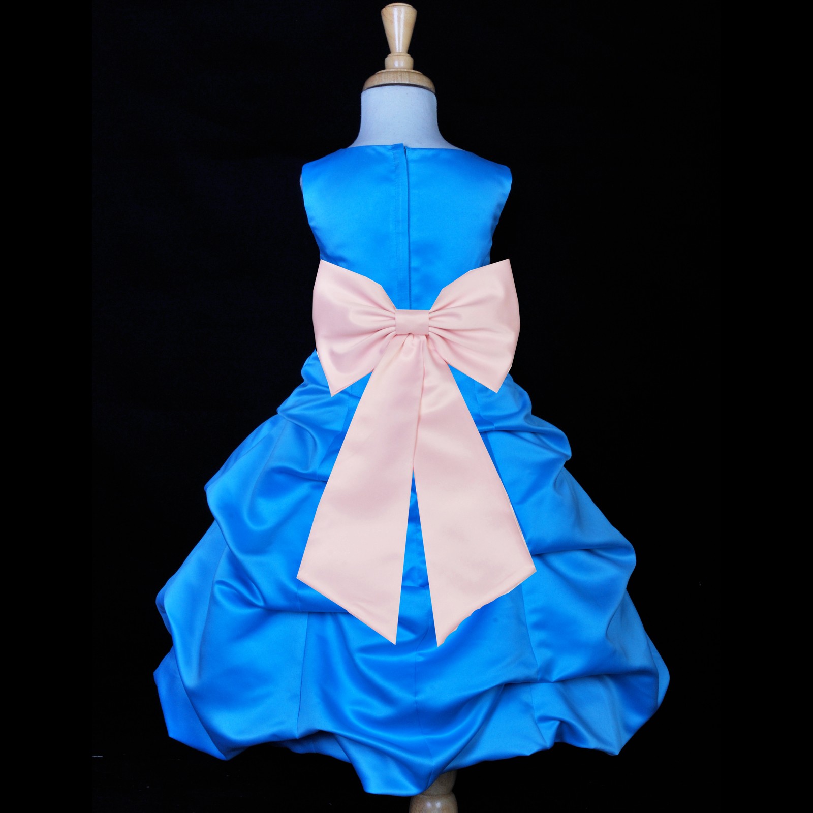 Turquoise/Pink Satin-Pick-Up Bubble Flower Girl Dress Recital 808T