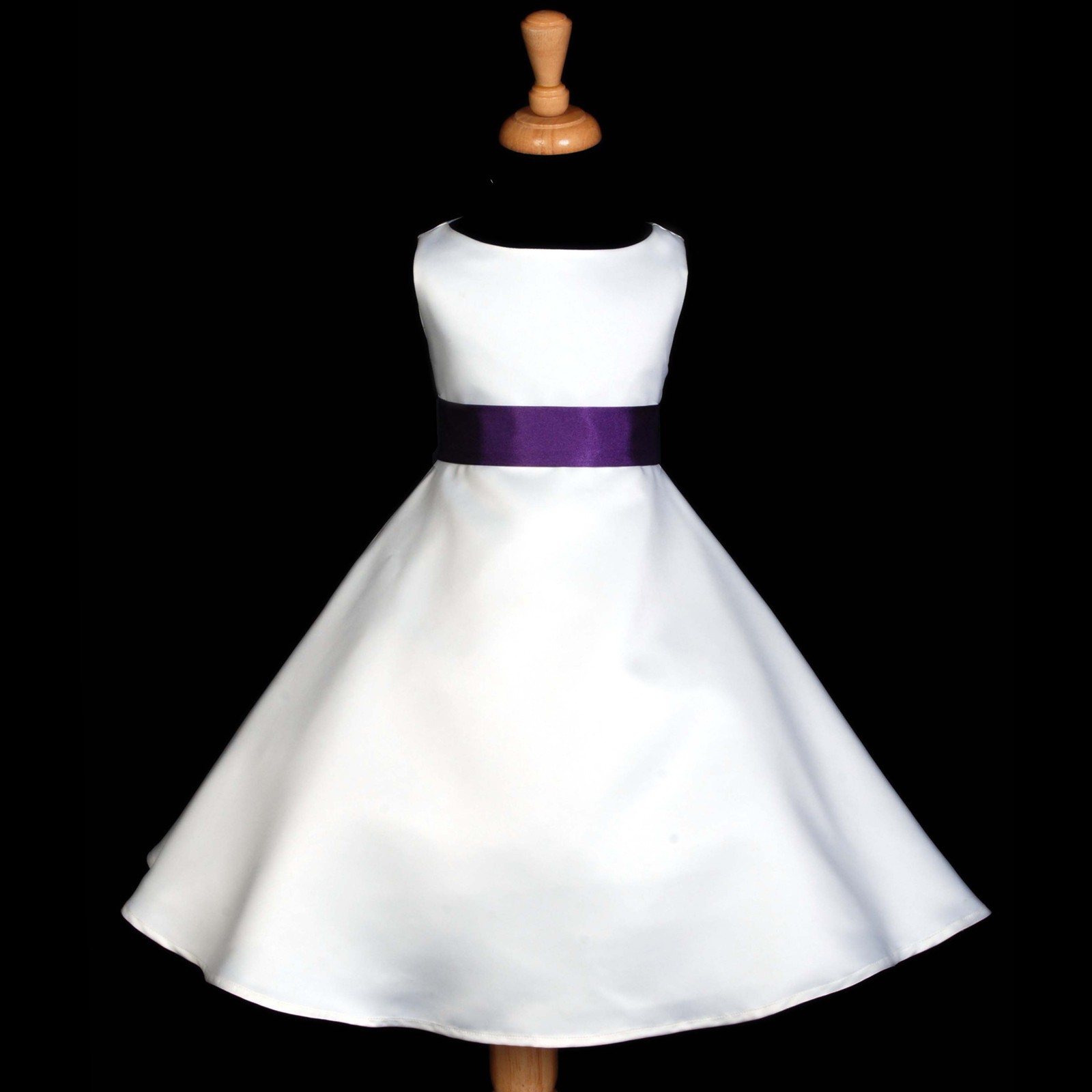White/Purple A-Line Satin Flower Girl Dress Wedding Bridal 821S