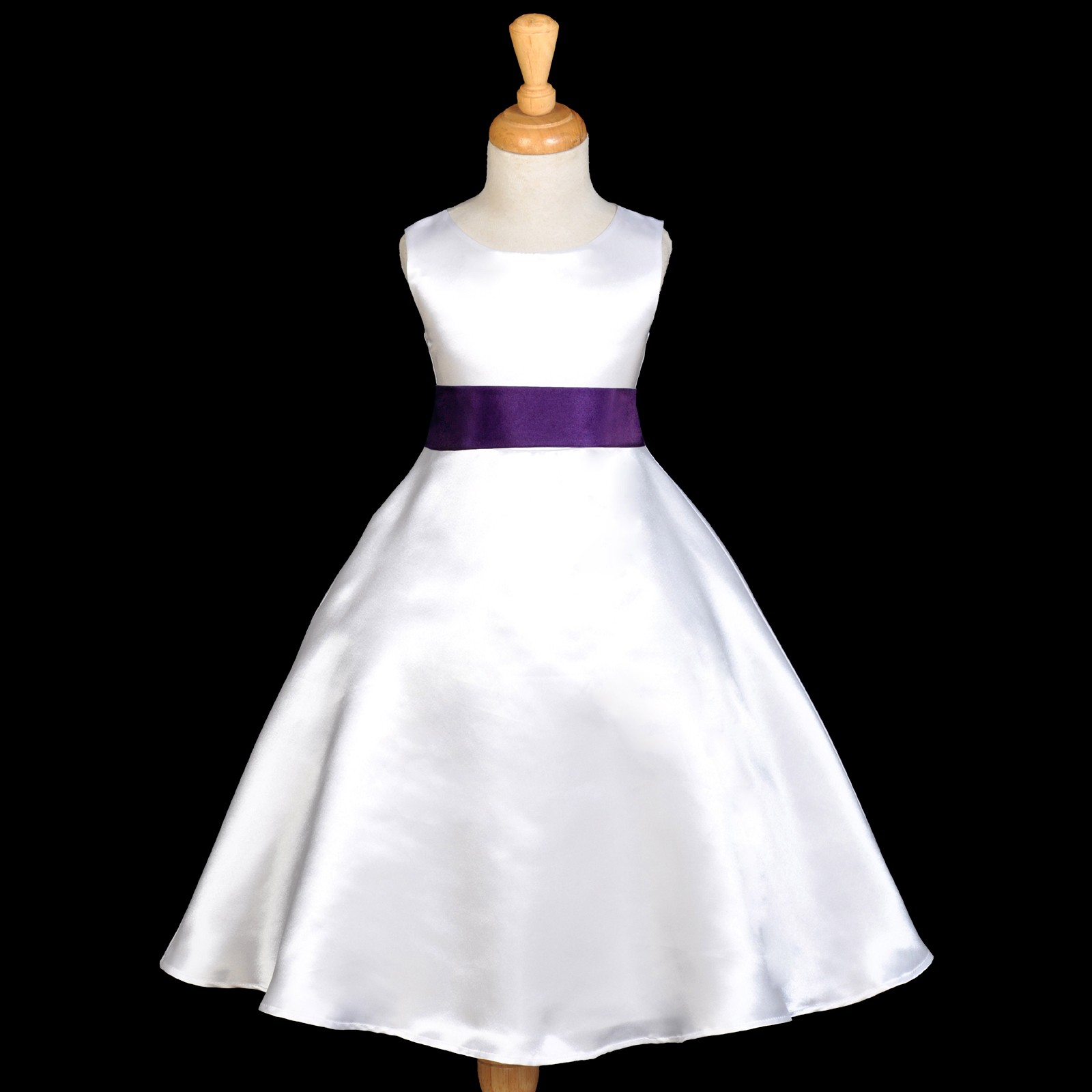 White/Purple A-Line Satin Flower Girl Dress Wedding Bridal 821S