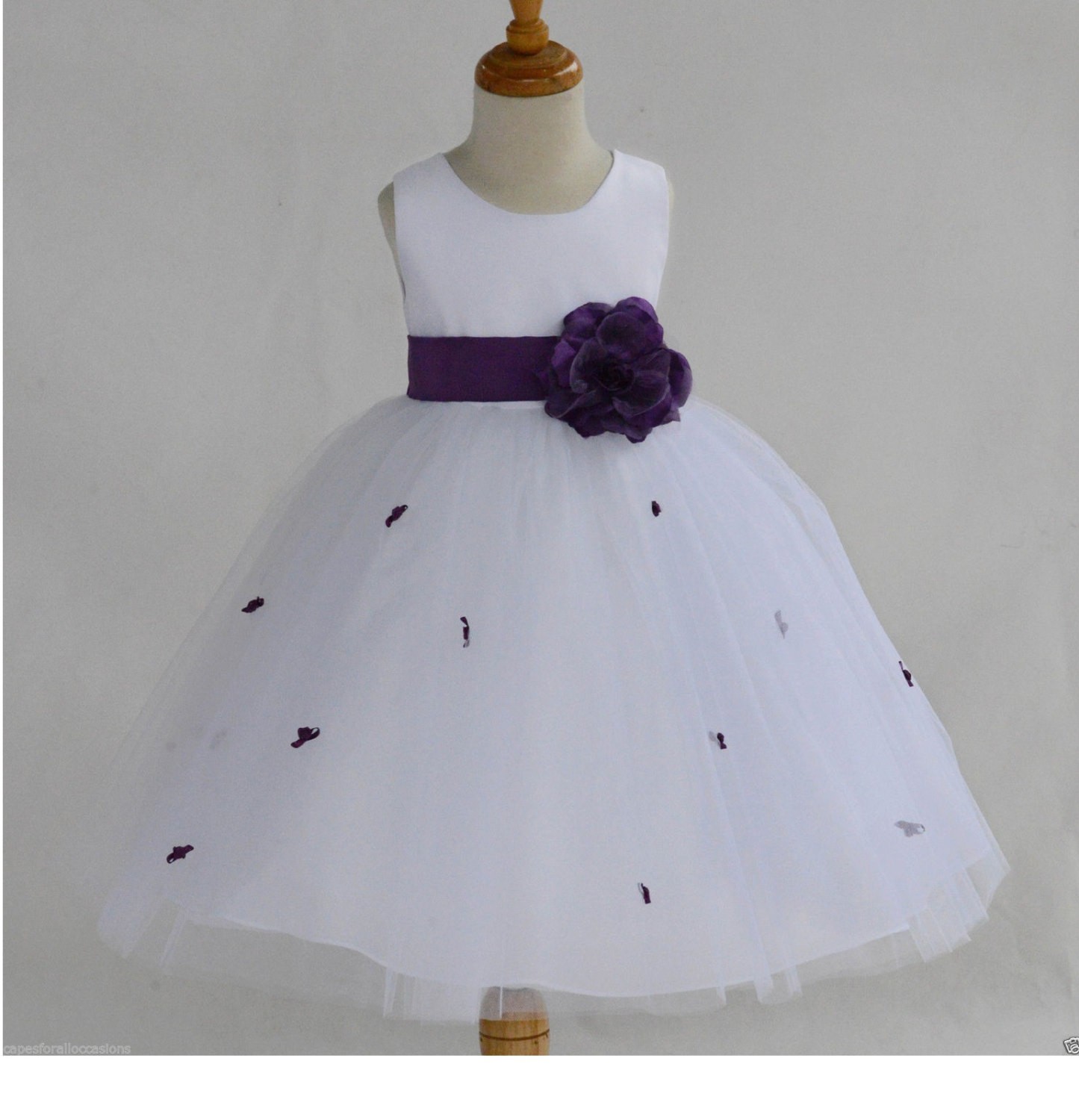 Purple Rosebuds Satin Tulle Flower Girl Dress Special Occasions 815S
