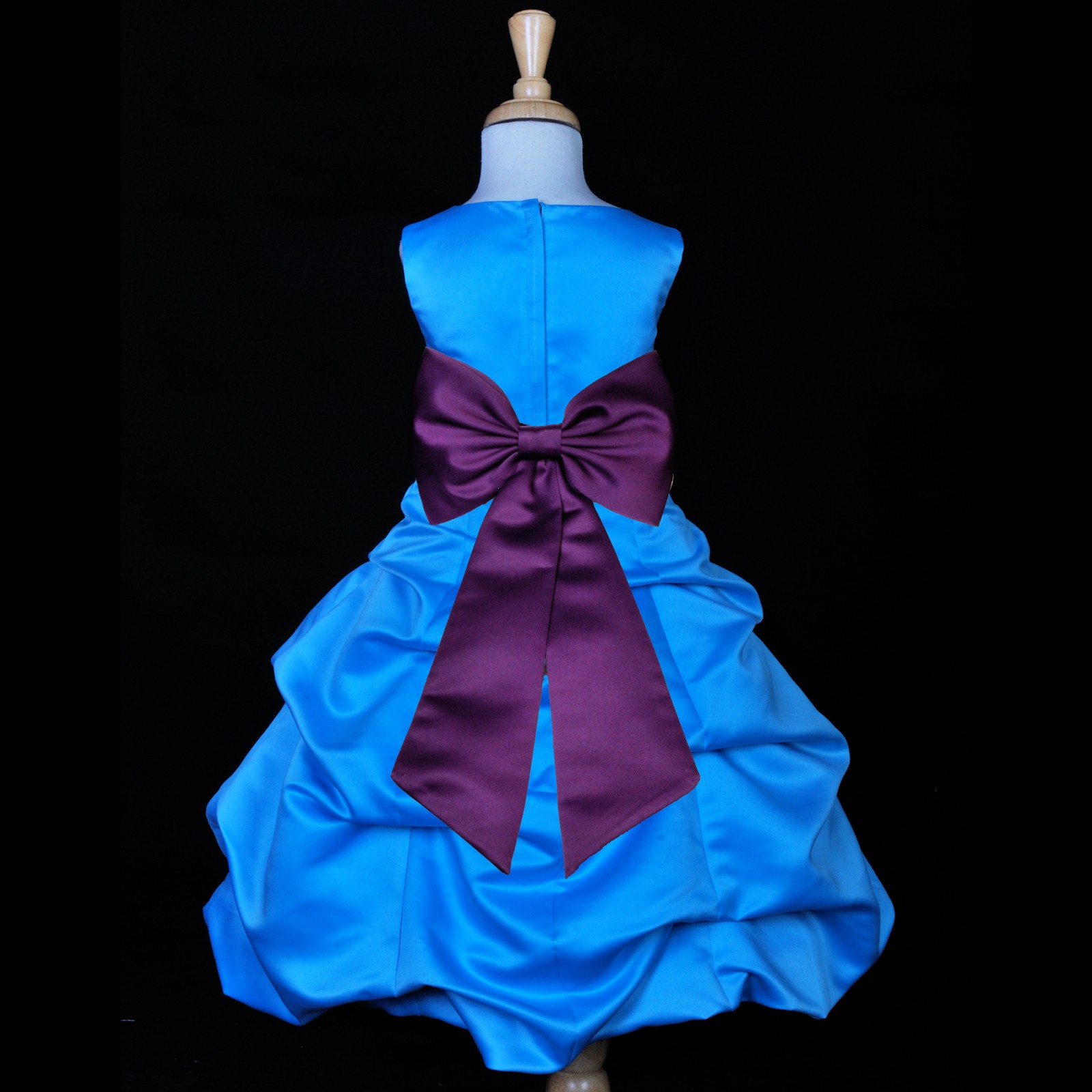 Turquoise/Purple Satin-Pick-Up Bubble Flower Girl Dress Recital 808T