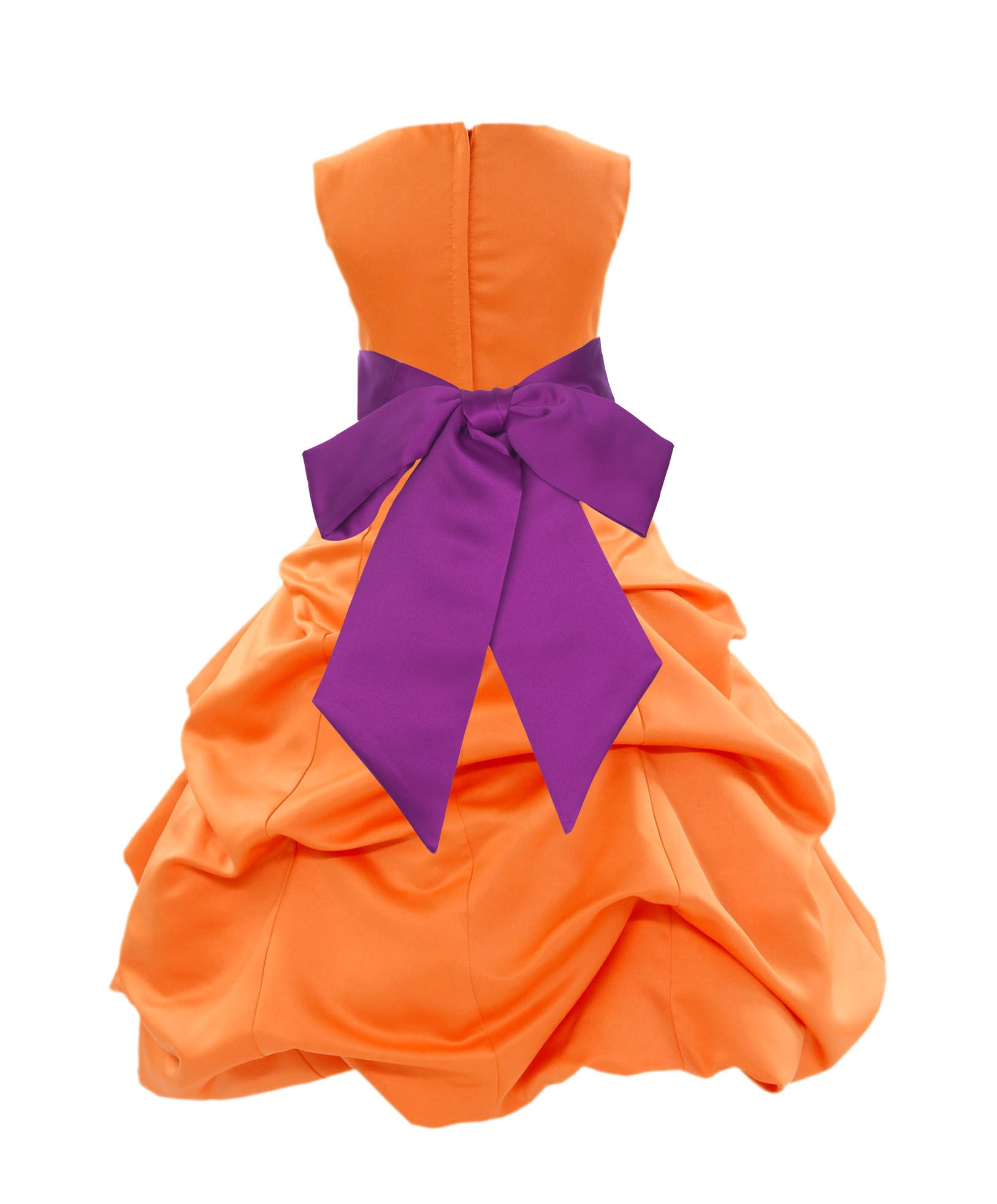 Orange/Raspberry Satin Pick-Up Bubble Flower Girl Dress Halloween 806S