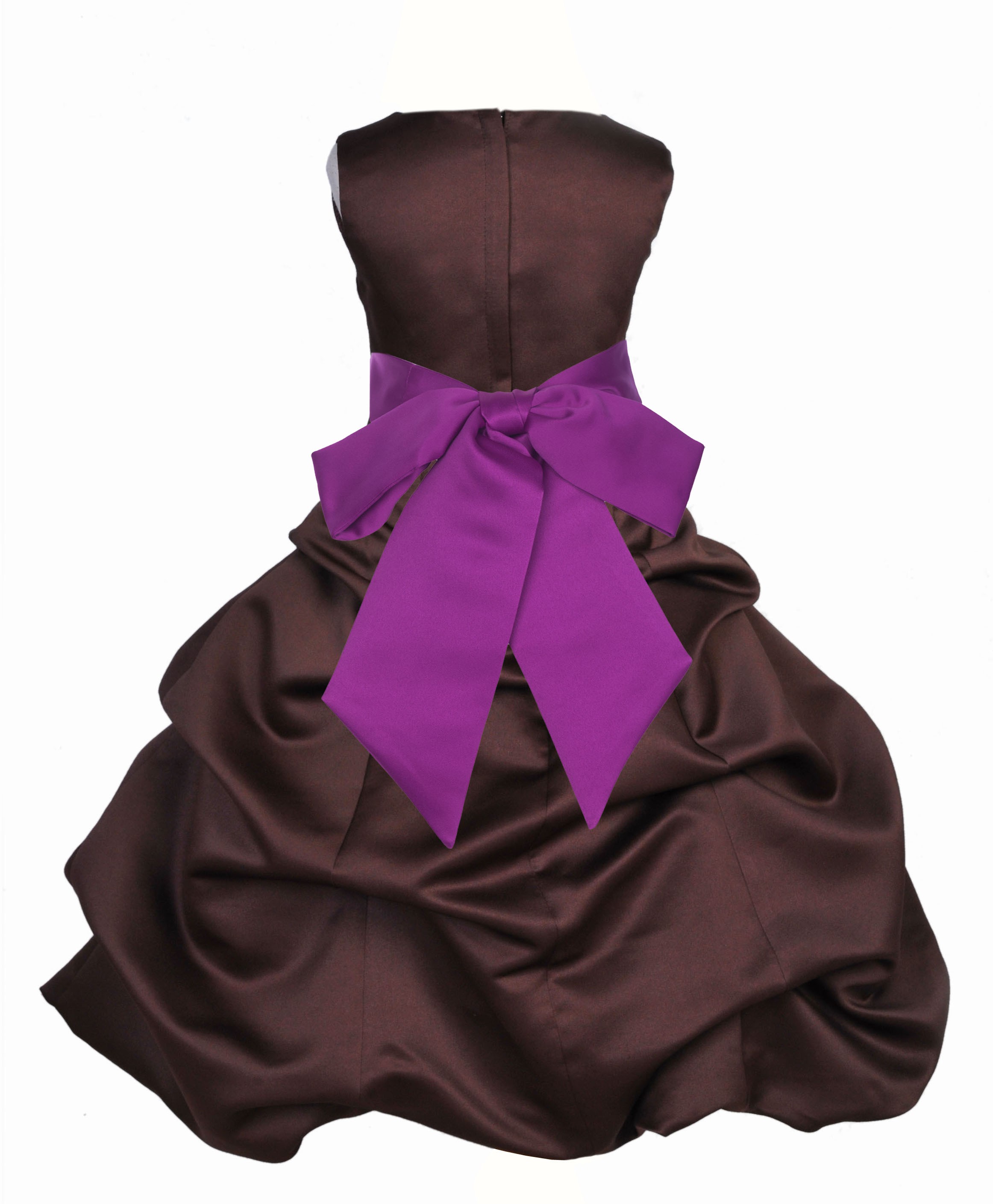 Brown/Raspberry Satin Pick-Up Bubble Flower Girl Dress Occasions 806S