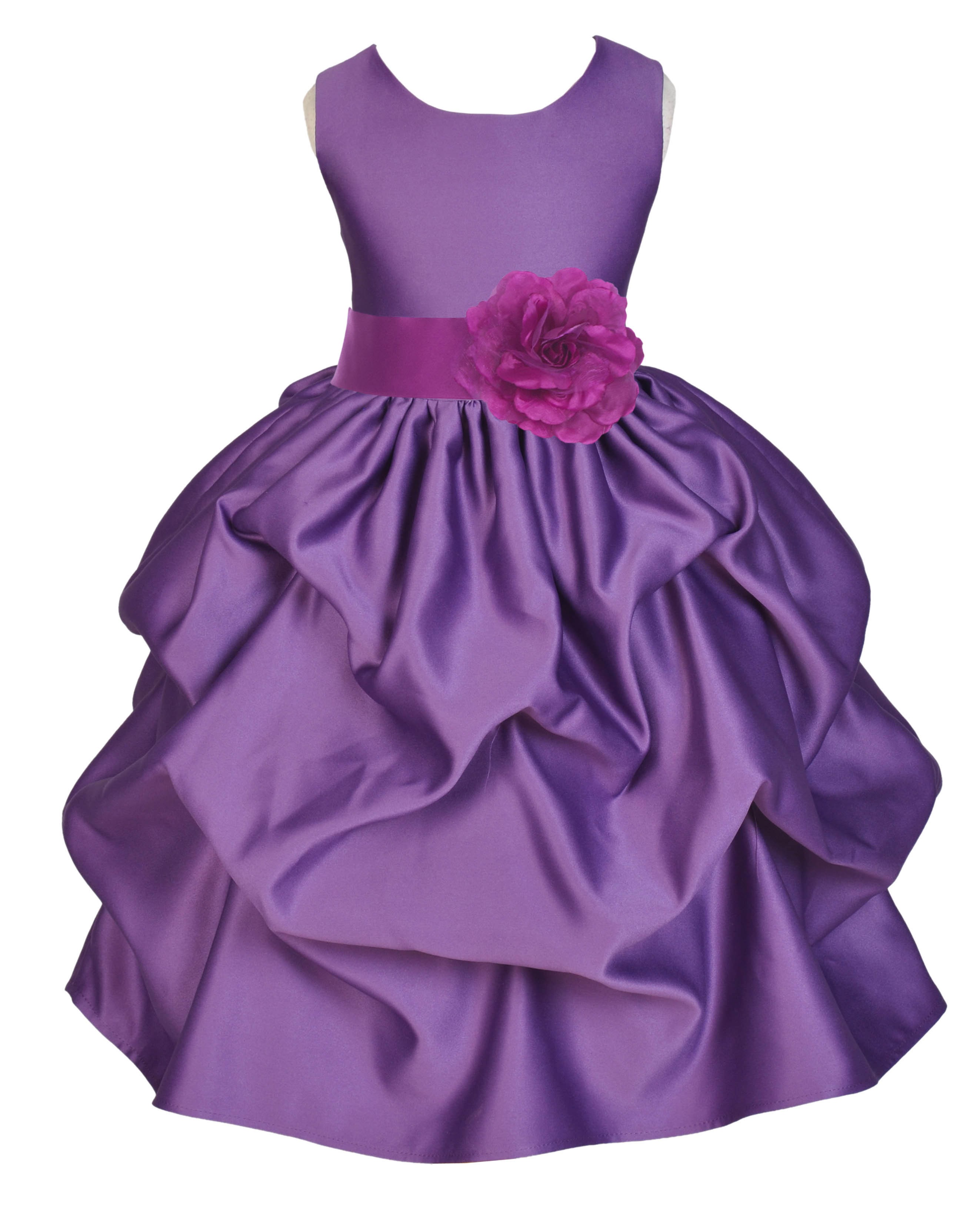 Purple/Raspberry Satin Pick-Up Flower Girl Dress Princess 208T