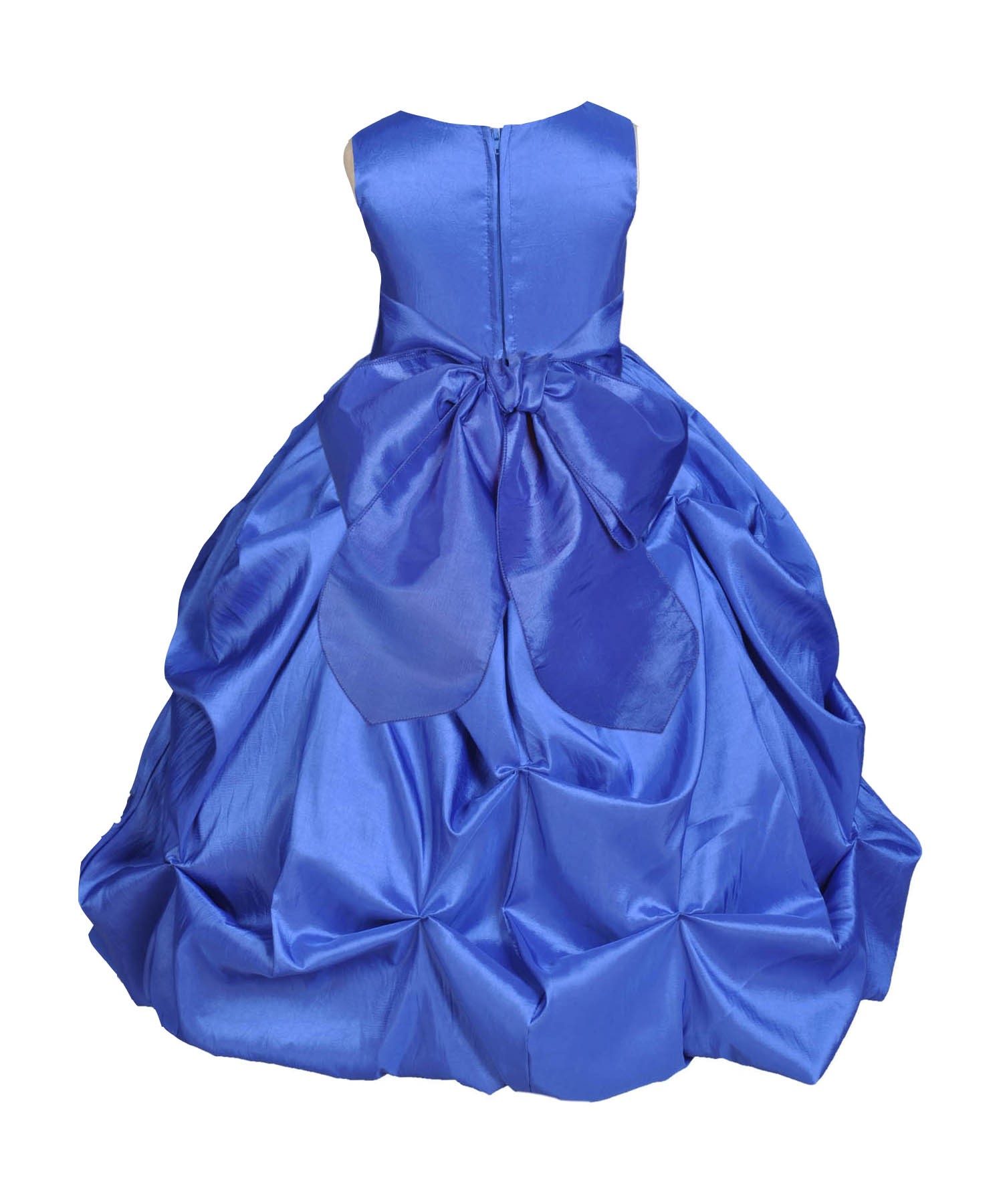 Royal Blue/Royal Blue Satin Taffeta Pick-Up Bubble Flower Girl Dress 301S