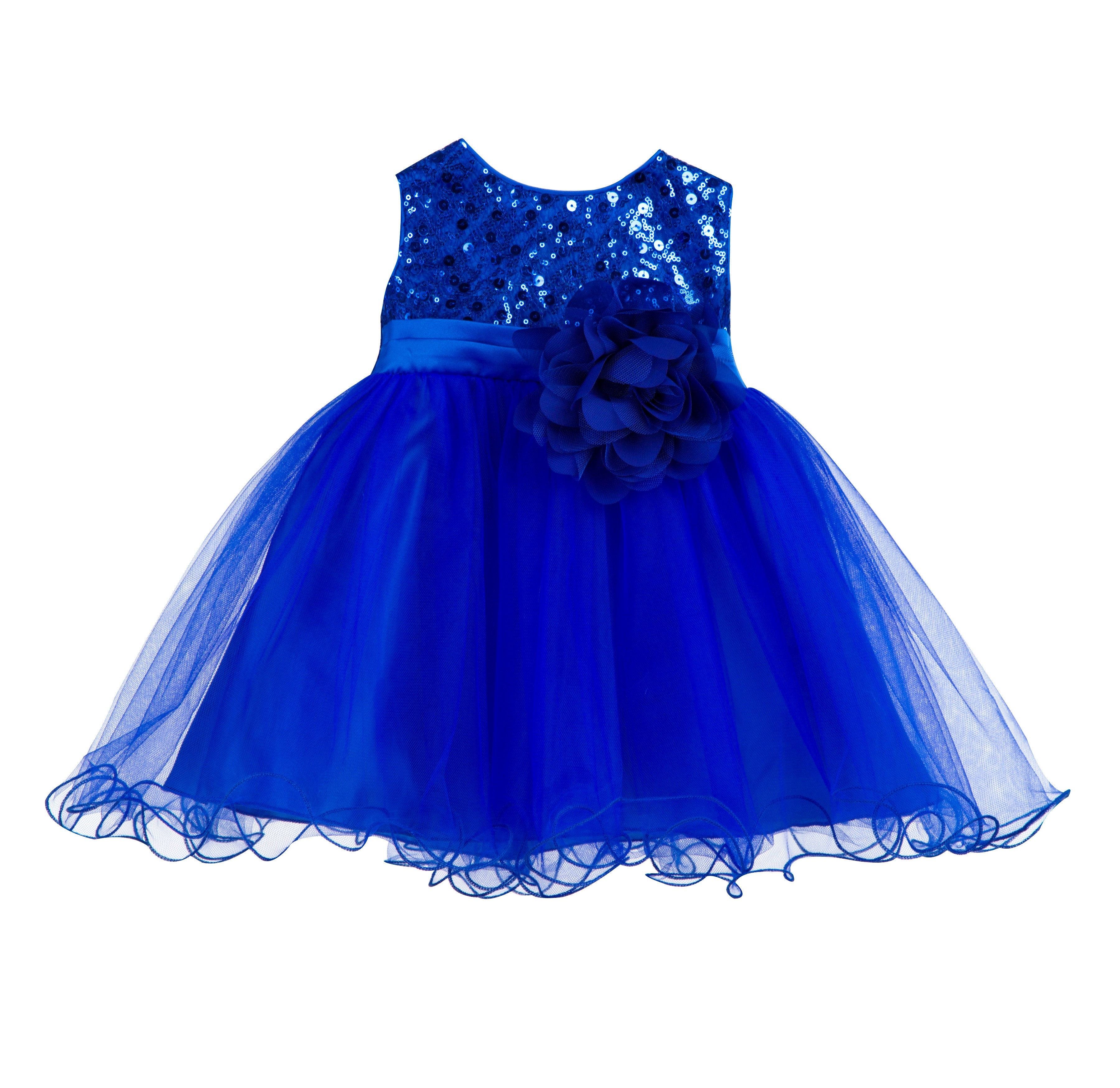 Royal Blue Glitter Sequin Tulle Flower Girl Dress Formal Princess B-011NF