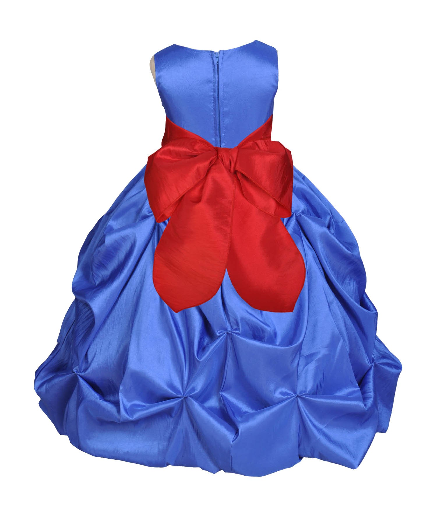 Royal Blue/Red Satin Taffeta Pick-Up Bubble Flower Girl Dress 301S