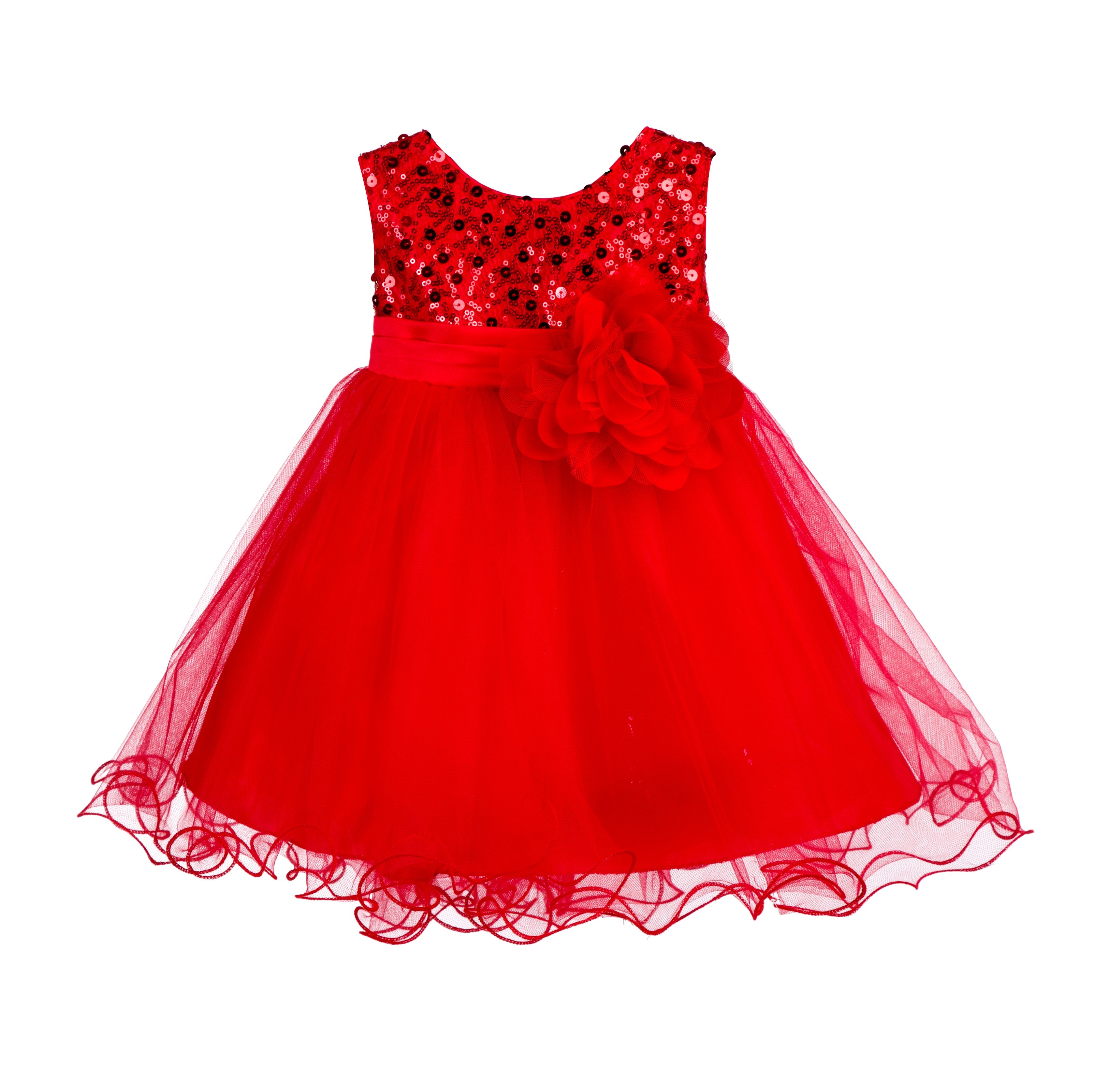 Red Glitter Sequin Tulle Flower Girl Dress Formal Princess B-011NF