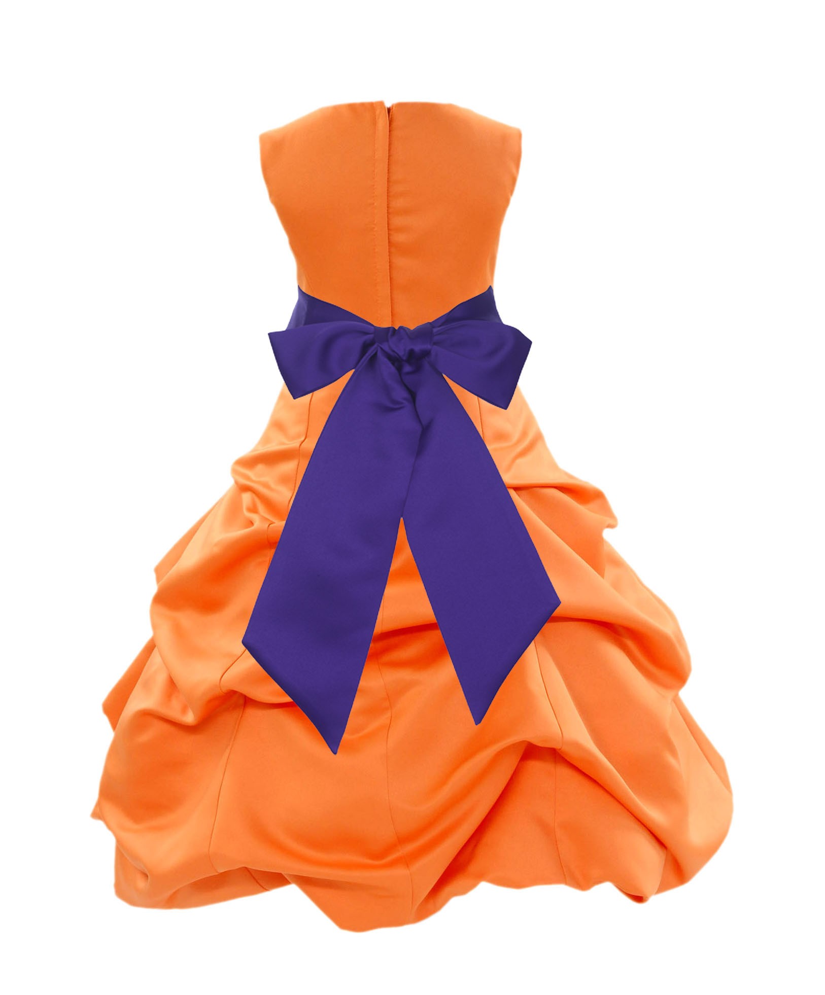 Orange/Cadbury Satin Pick-Up Bubble Flower Girl Dress Halloween 806S