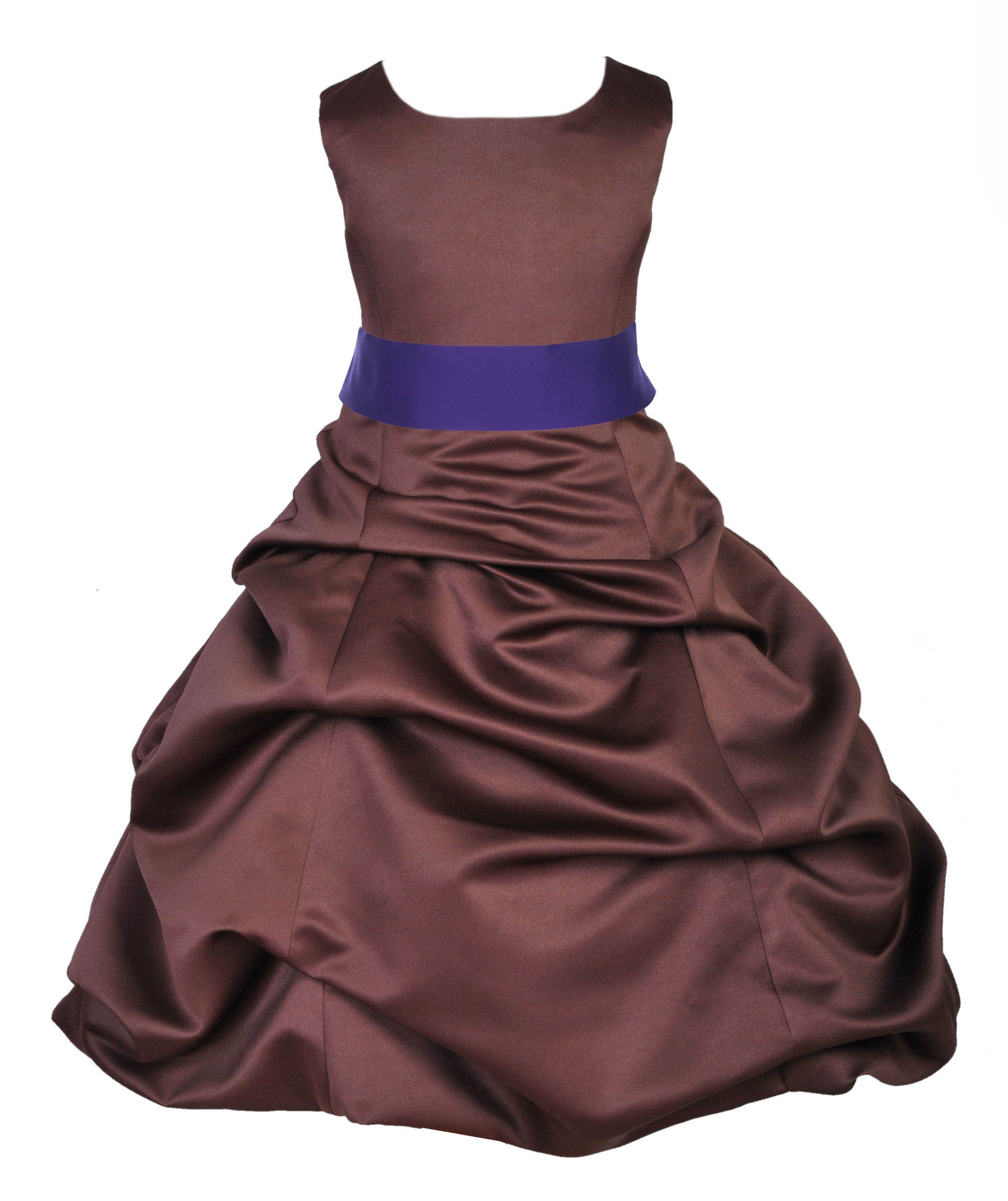 Brown/Cadbury Satin Pick-Up Bubble Flower Girl Dress Occasions 806S