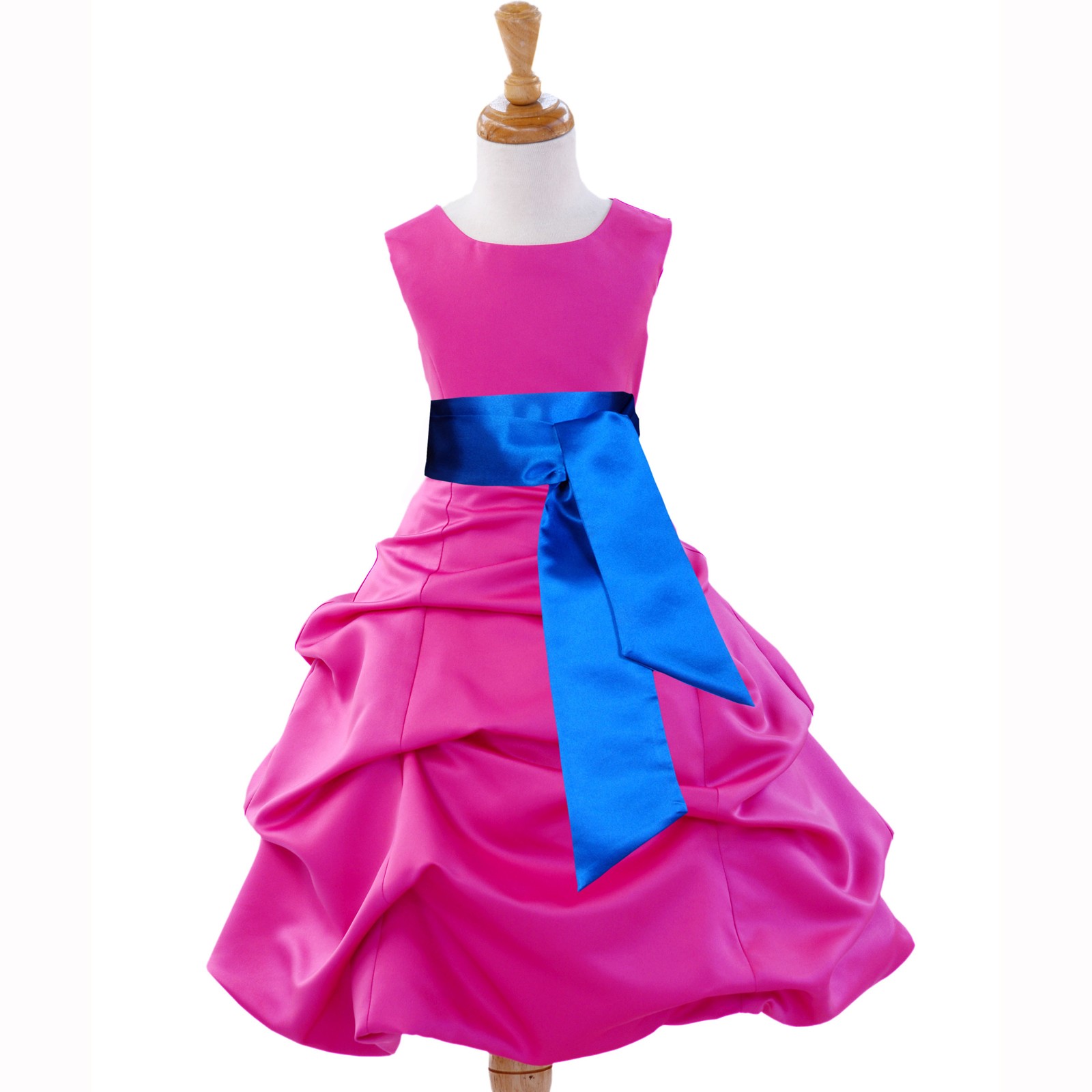 Blue and pink fuchsia dress, Girls 2-14 years old