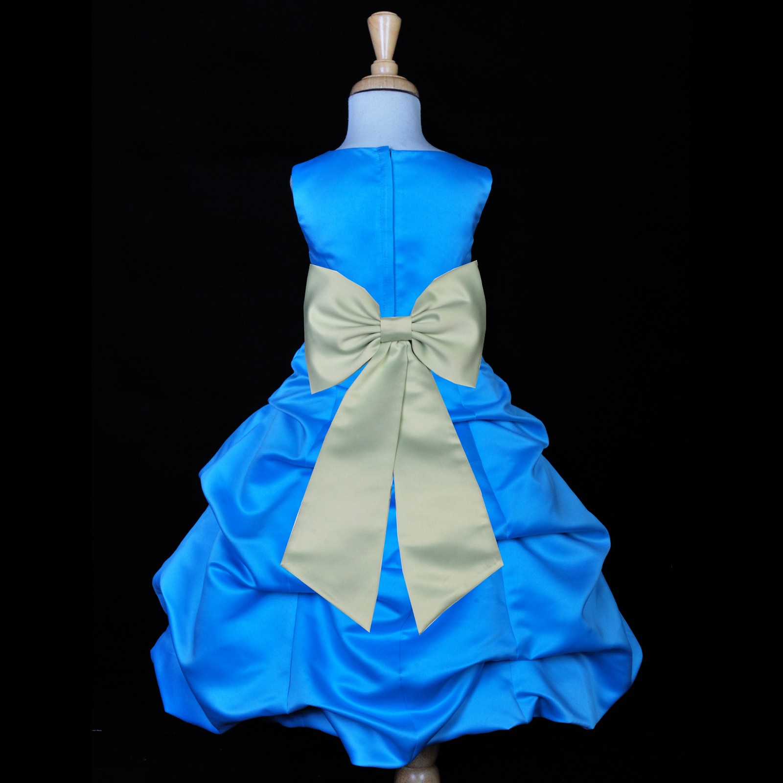 Turquoise/Sage Satin-Pick-Up Bubble Flower Girl Dress Recital 808T