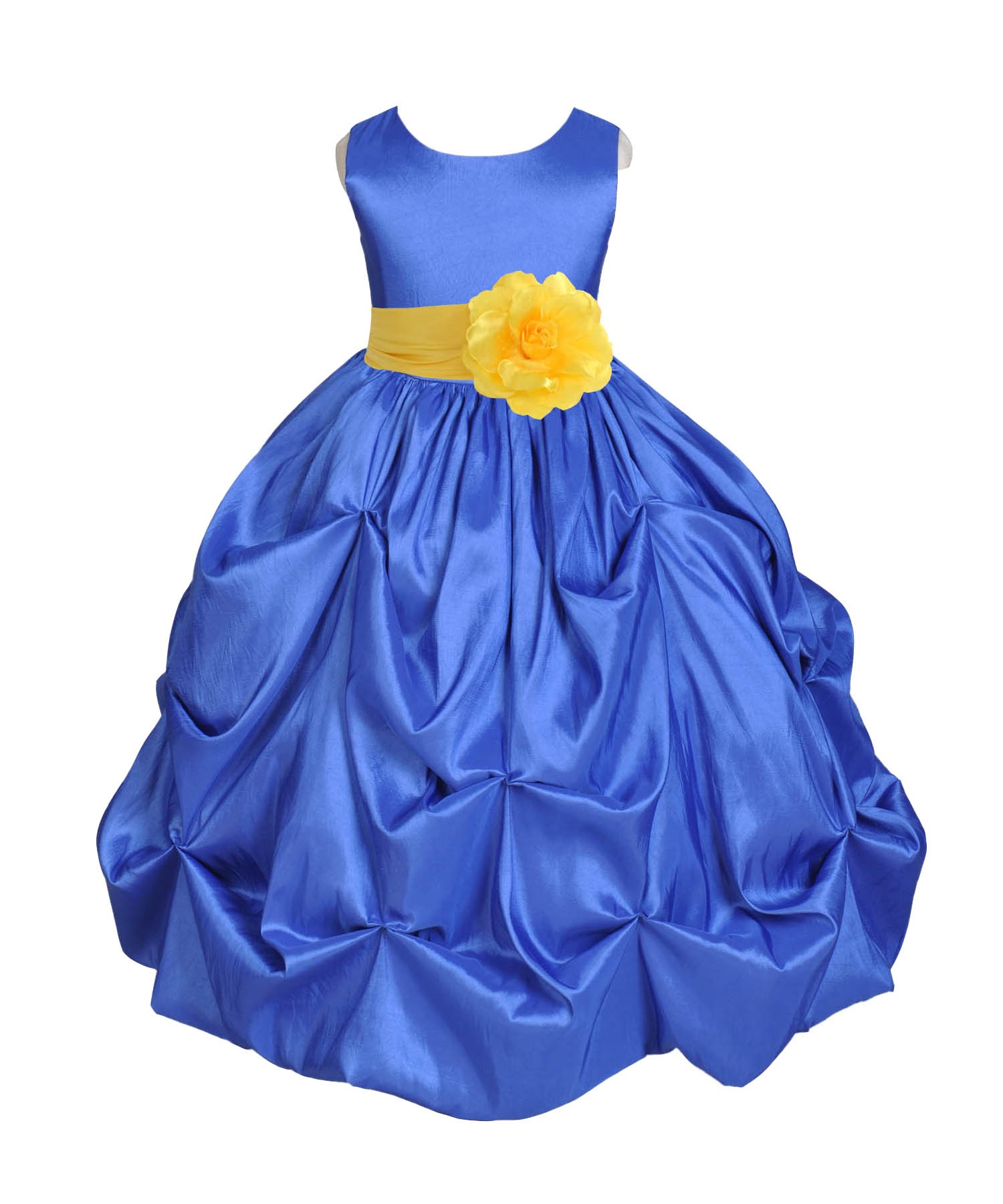 Royal Blue/Sunbeam Satin Taffeta Pick-Up Bubble Flower Girl Dress 301S