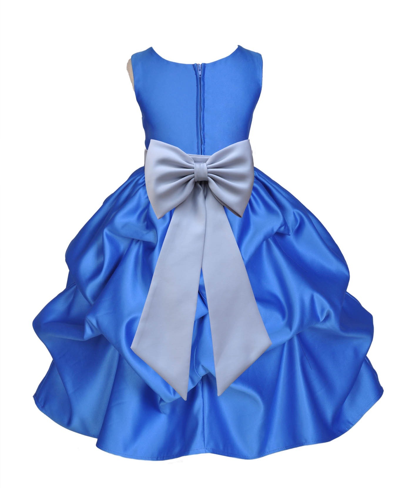 Royal Blue/Silver Satin Pick-Up Flower Girl Dress Dance 208T