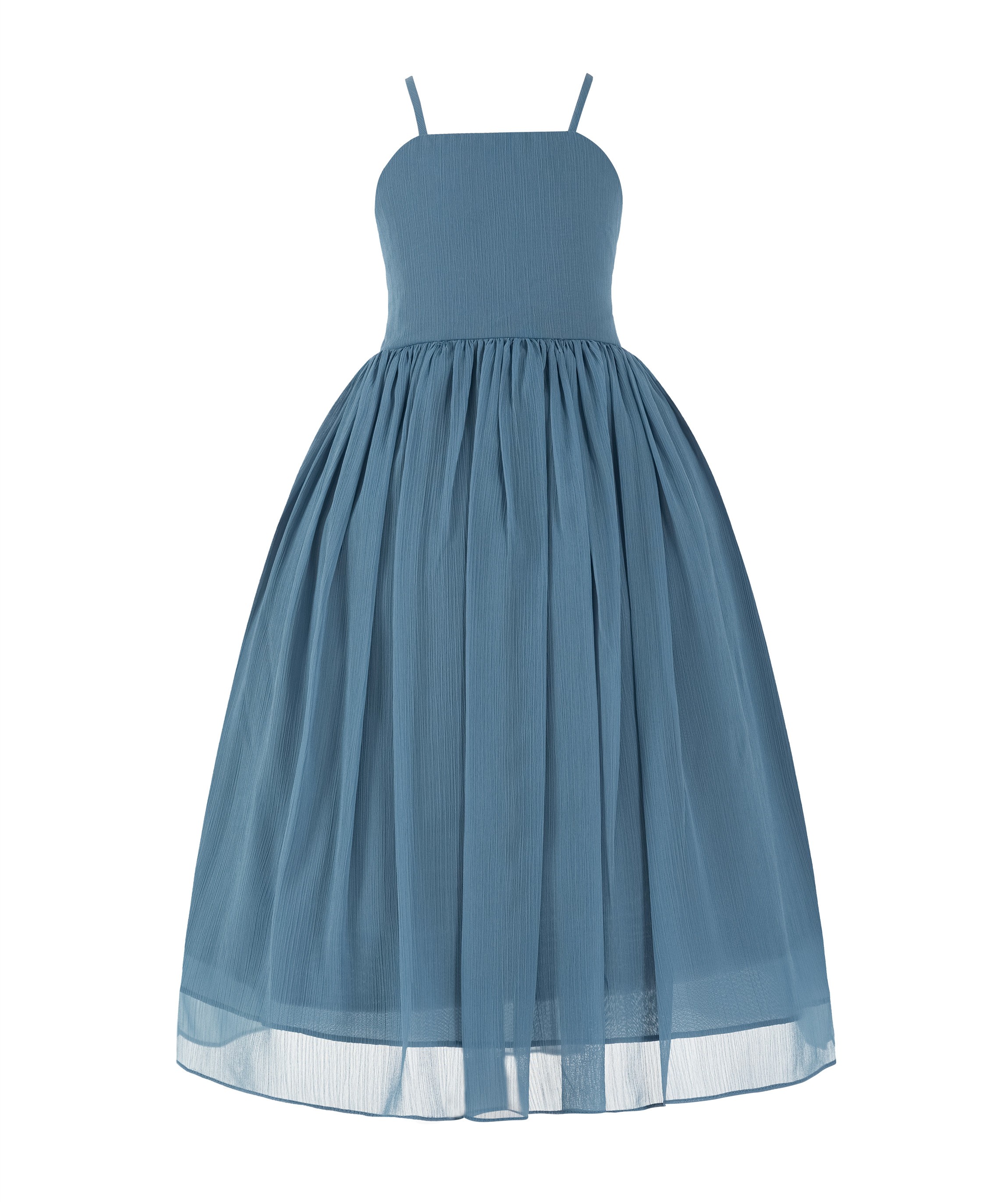 Steel Blue Criss Cross Chiffon Flower Girl Dress Summer Dresses 191