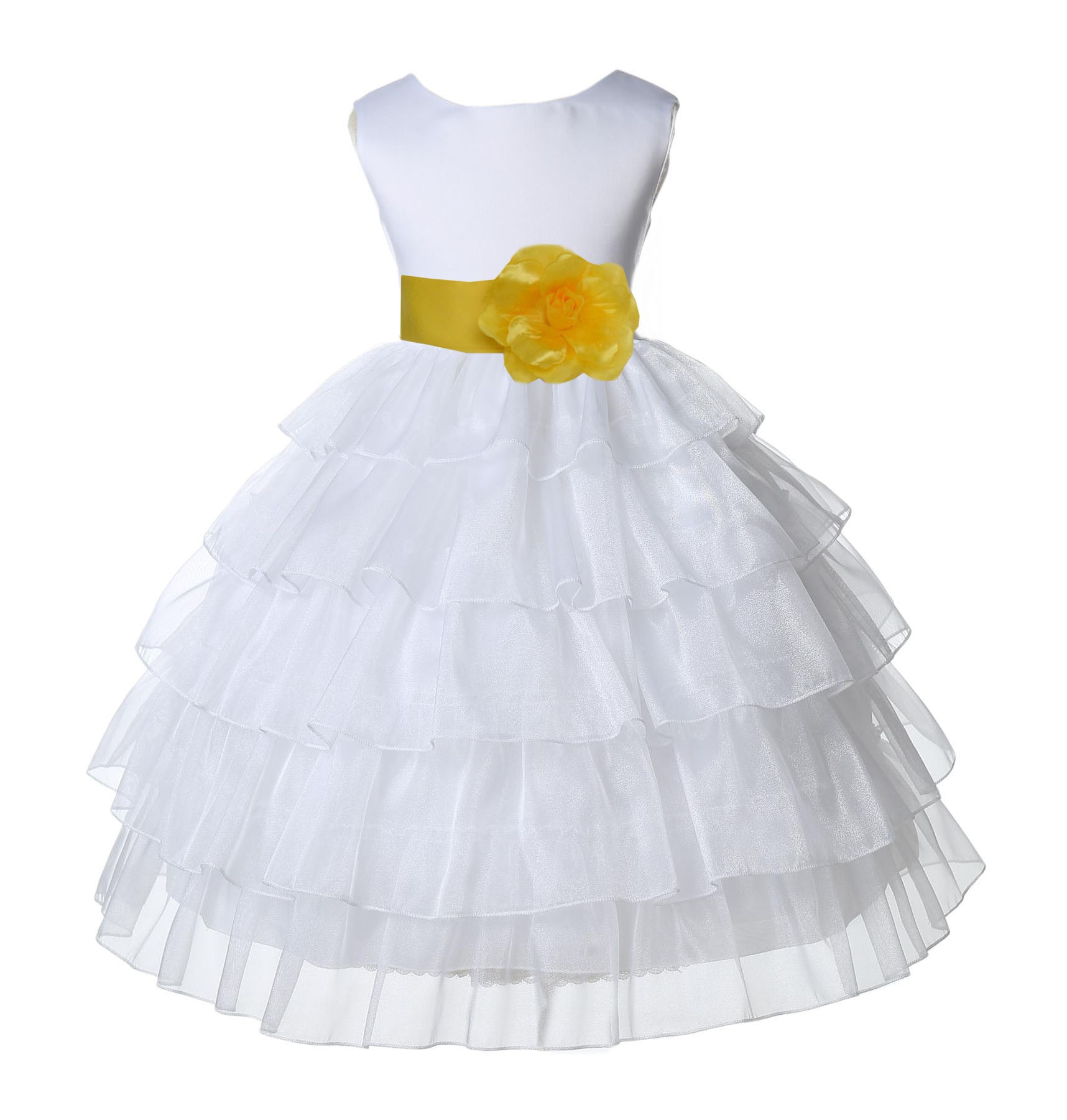 White/Sunbeam Satin Shimmering Organza Flower Girl Dress Pageant 308T