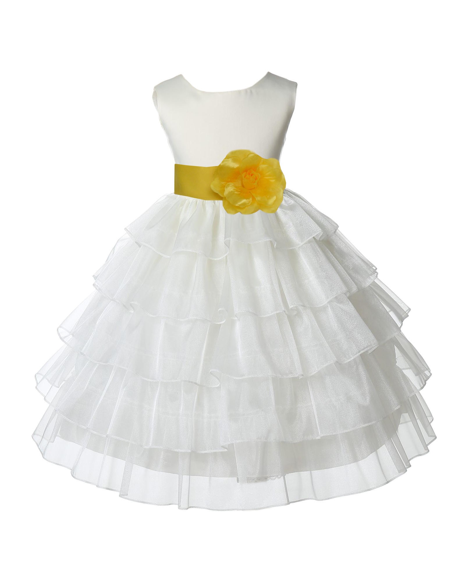 Ivory/Sunbeam Satin Shimmering Organza Flower Girl Dress Pageant 308T