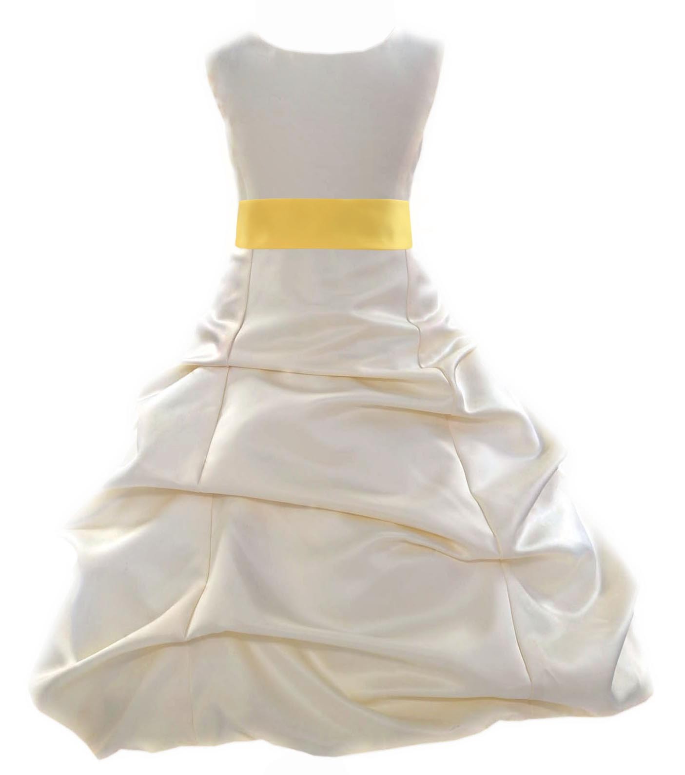 Ivory/Sunbeam Satin Pick-Up Bubble Flower Girl Dress Bridesmaid 806S