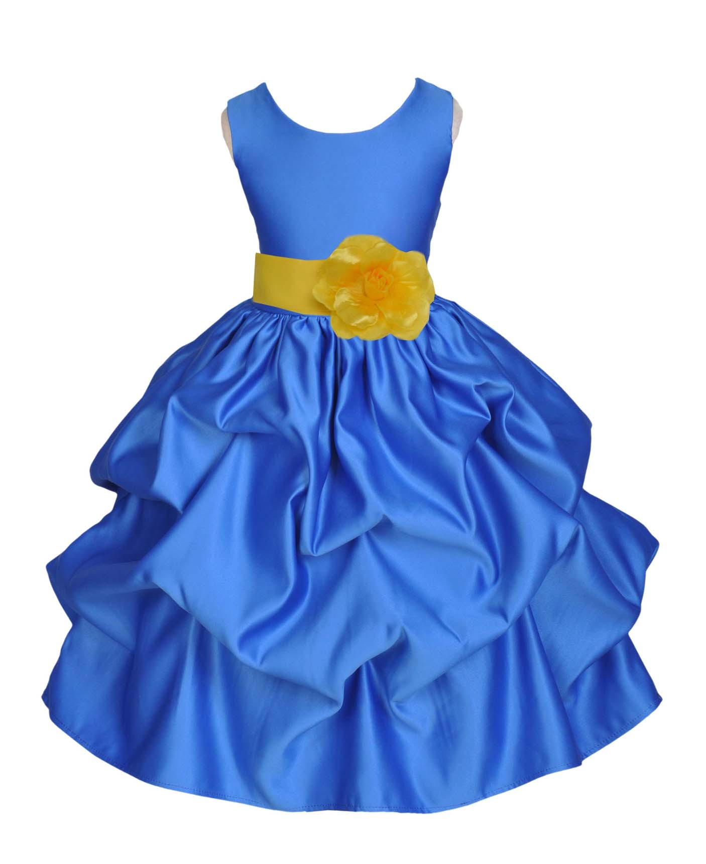 Royal Blue/Sunbeam Satin Pick-Up Flower Girl Dress Dance 208T