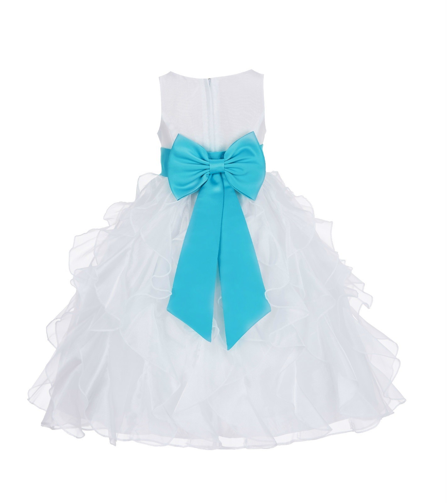 White/Tiffany Ruffled Organza Flower Girl Dress Wedding Pageant 168T