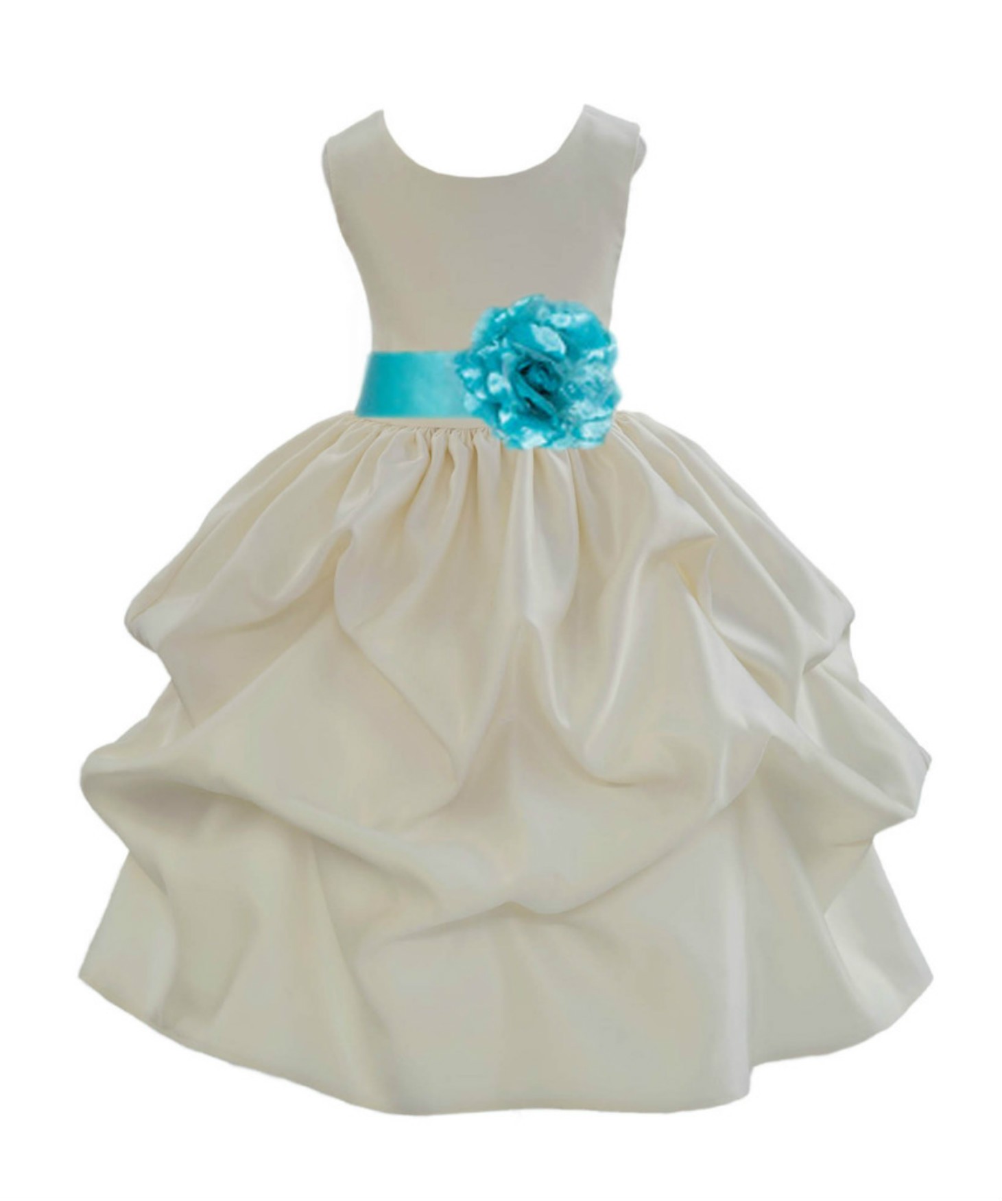 Ivory/Tiffany Satin Pick-Up Flower Girl Dress Bridesmaid 208S