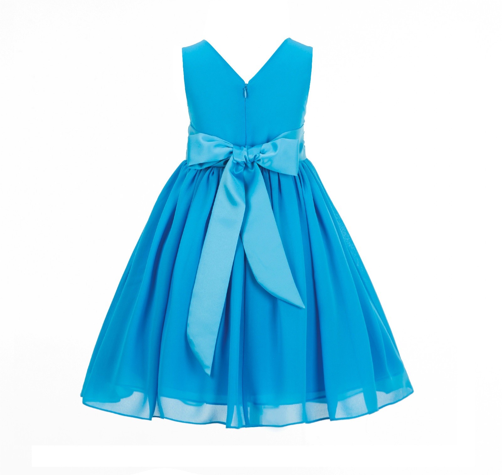 Turquoise Yoryu Chiffon V-neck Flower Girl Dress Formal Elegant S1503
